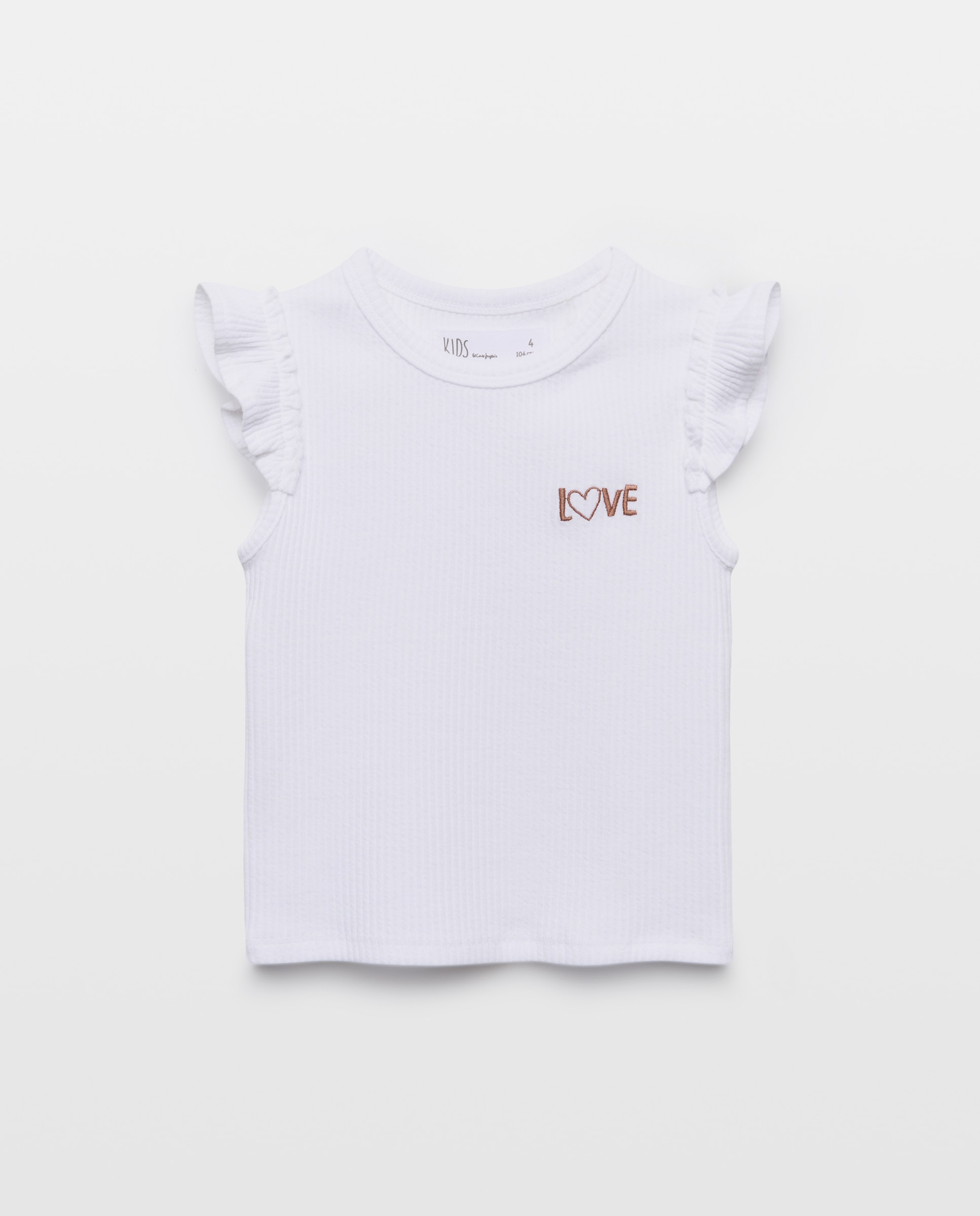 Camiseta de niña sin mangas con pequeño bordado lateral en pecho - Kids El Corte Inglés - Blanco roto Blanco roto-4