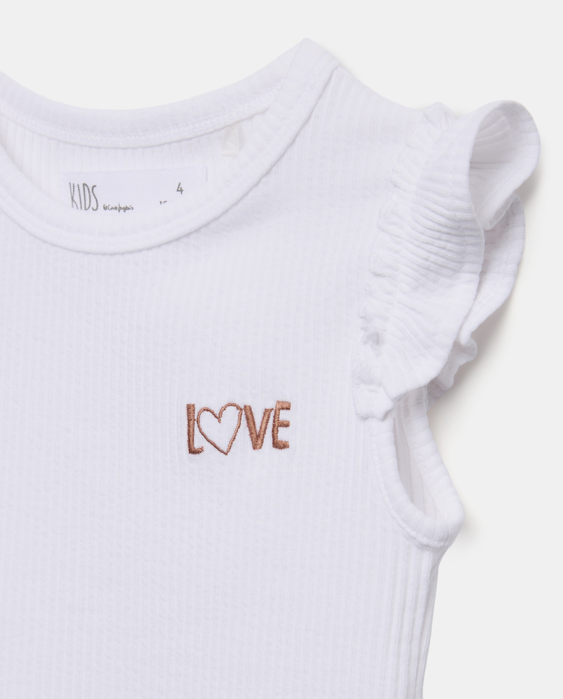 Camiseta de niña sin mangas con pequeño bordado lateral en pecho - Kids El Corte Inglés - Blanco roto Blanco roto-5