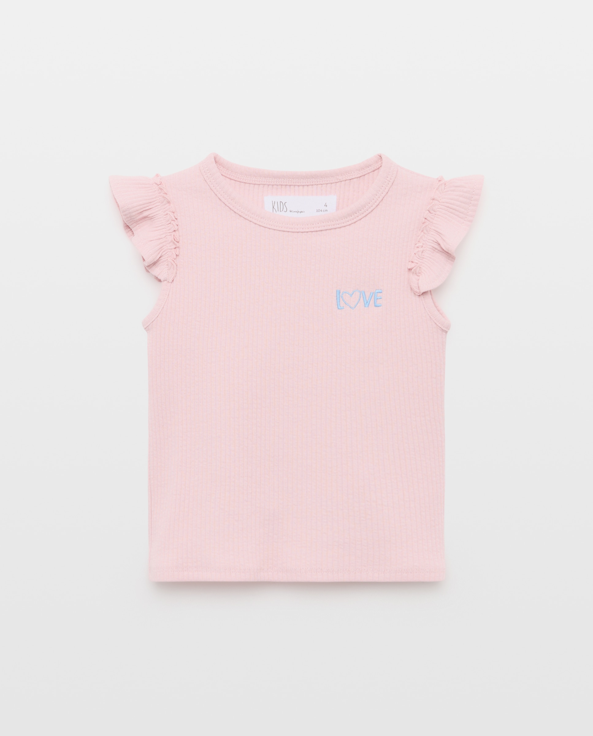 T-shirt sem Mangas com Pequeno Bordado Lateral no Peito 200 Rosa-4
