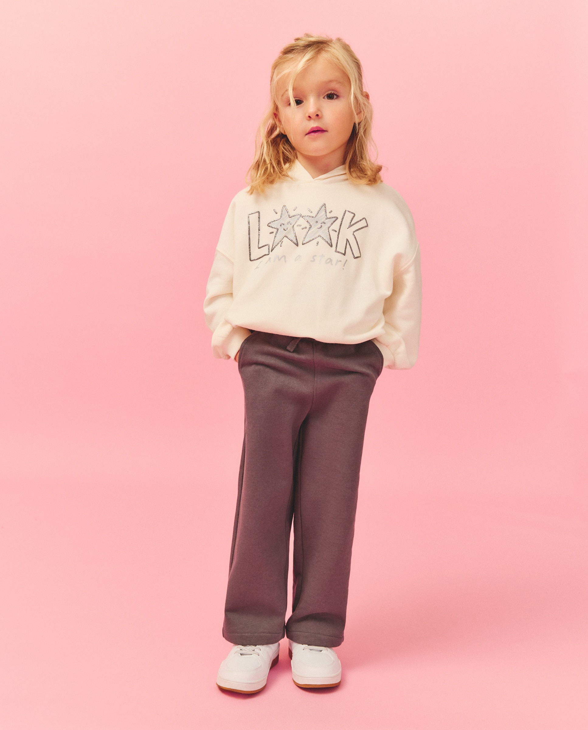 Imagem 0 de Conjunto de 2 Peças: Sweatshirt Fechada com Capuz e Estampado Posicional e Calças Wide Leg