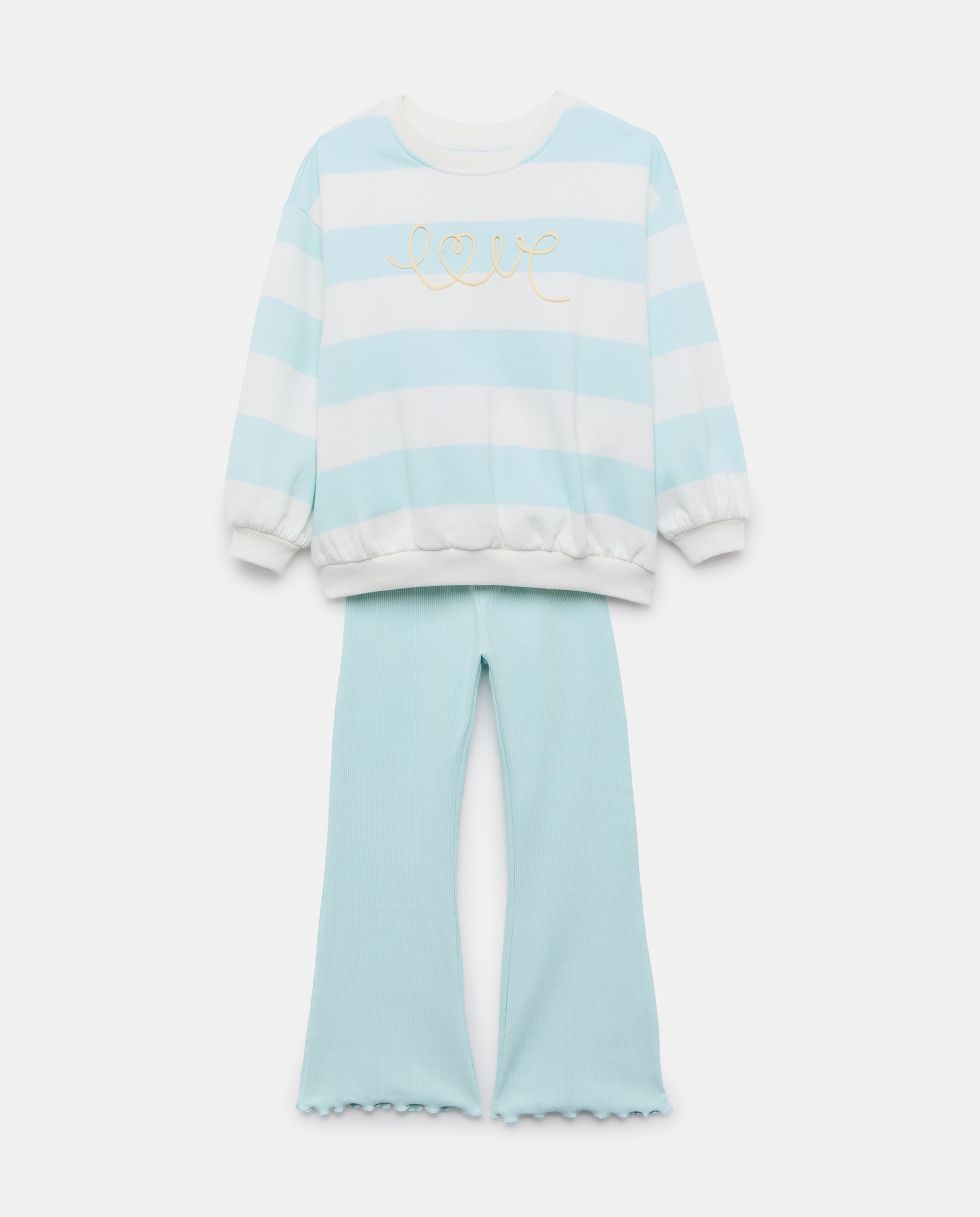Conjunto de Sweatshirt e Leggings com Desenho Floral Verde-4