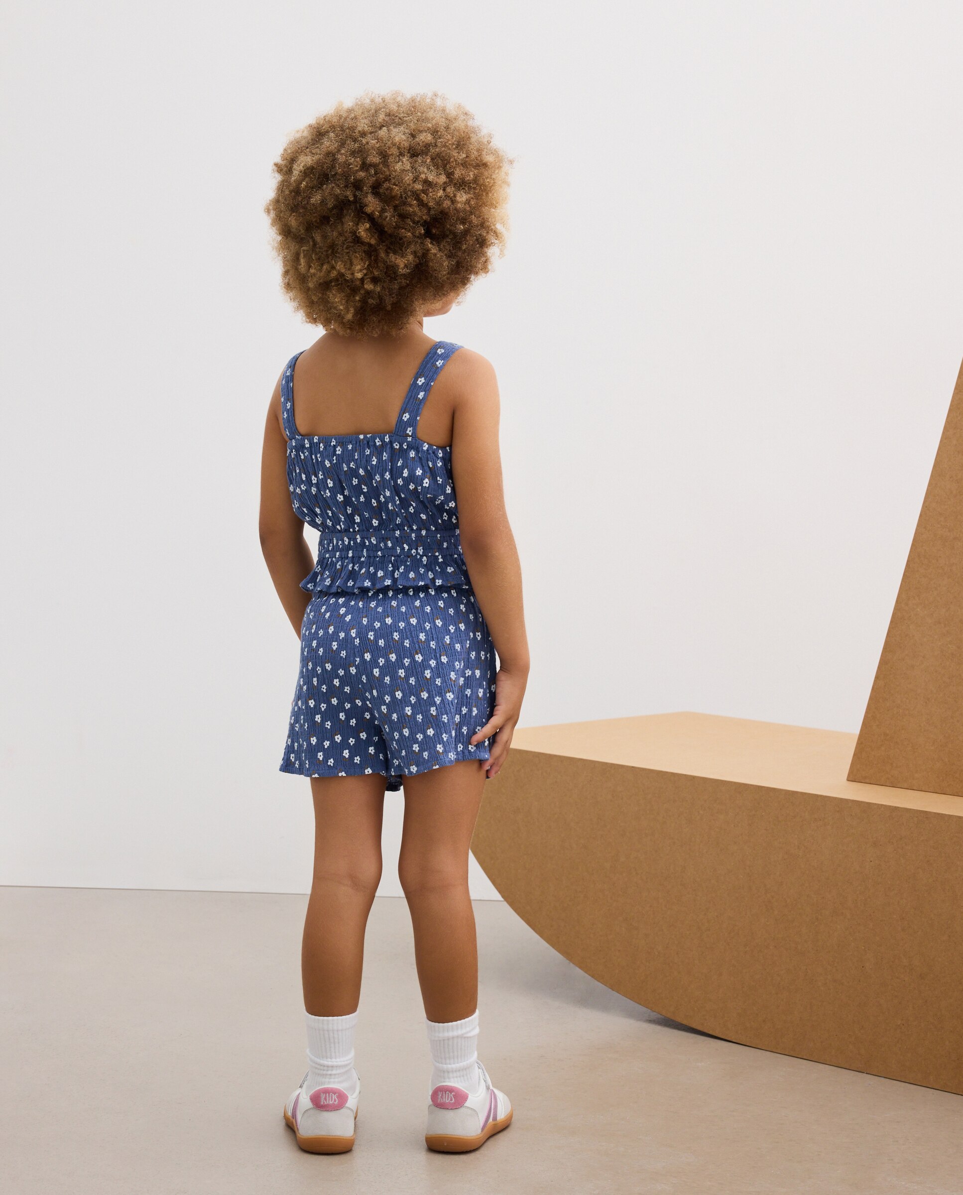 Conjunto para niña corto en seersucker all over print - Kids El Corte Inglés - Azul Azul-3