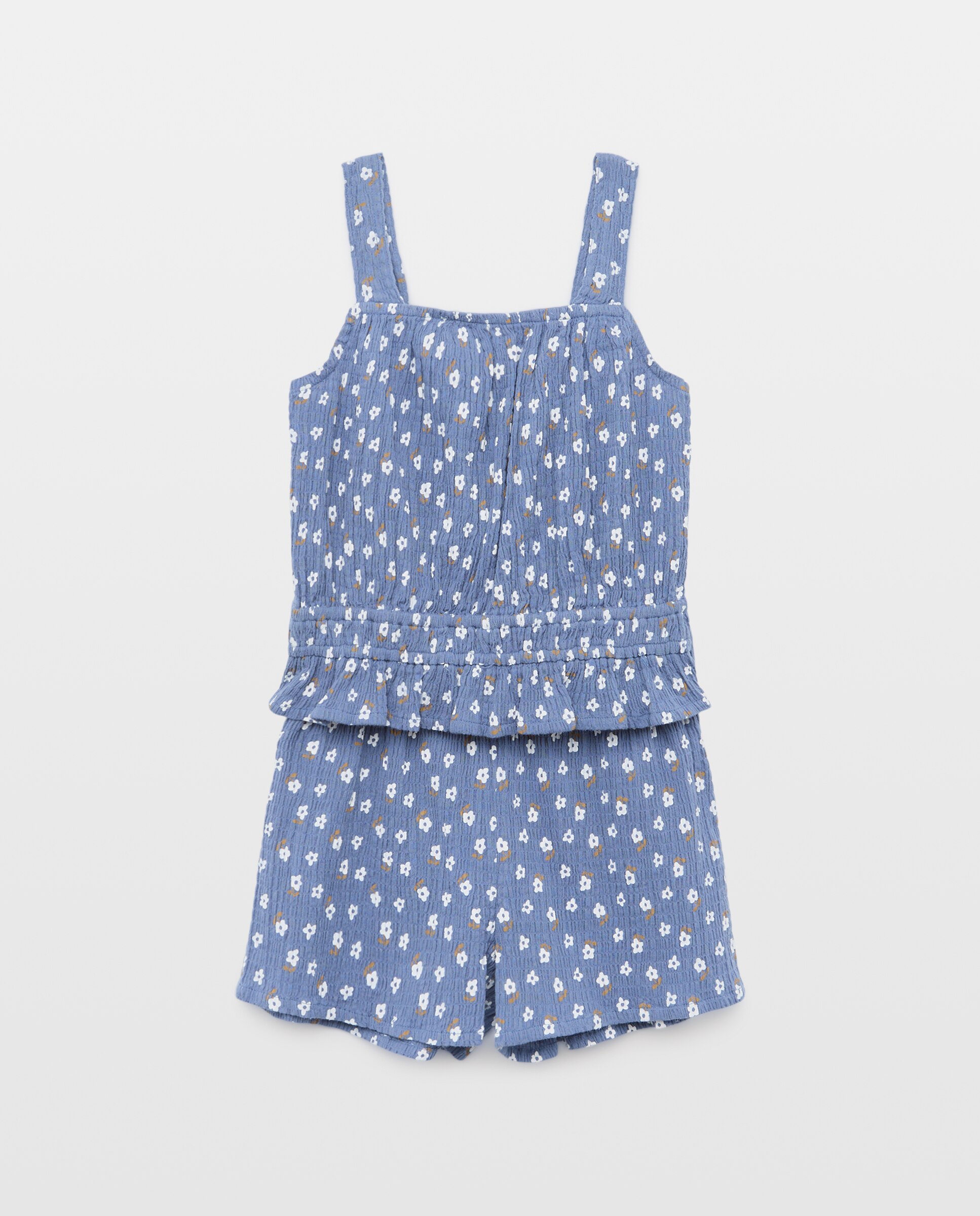 Conjunto para niña corto en seersucker all over print - Kids El Corte Inglés - Azul Azul-4