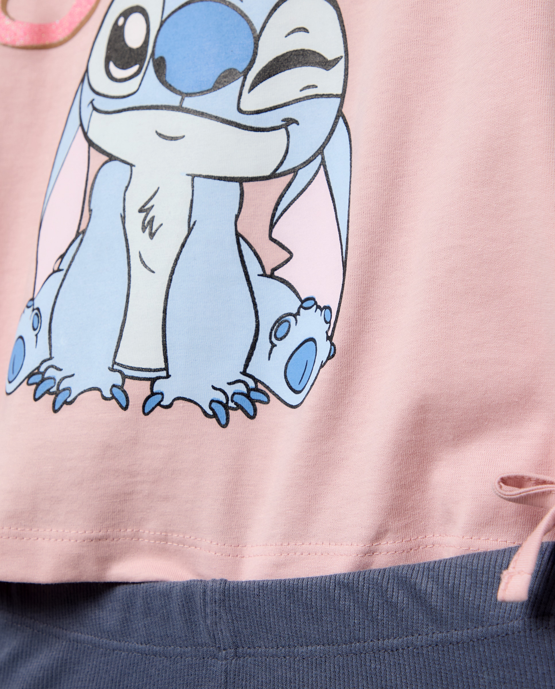 Conjunto de Criança com T-shirt de Manga Curta e Estampado Posicional STITCH e Leggings com Nervuras Flare Kids El Corte Inglés Multicolor-2