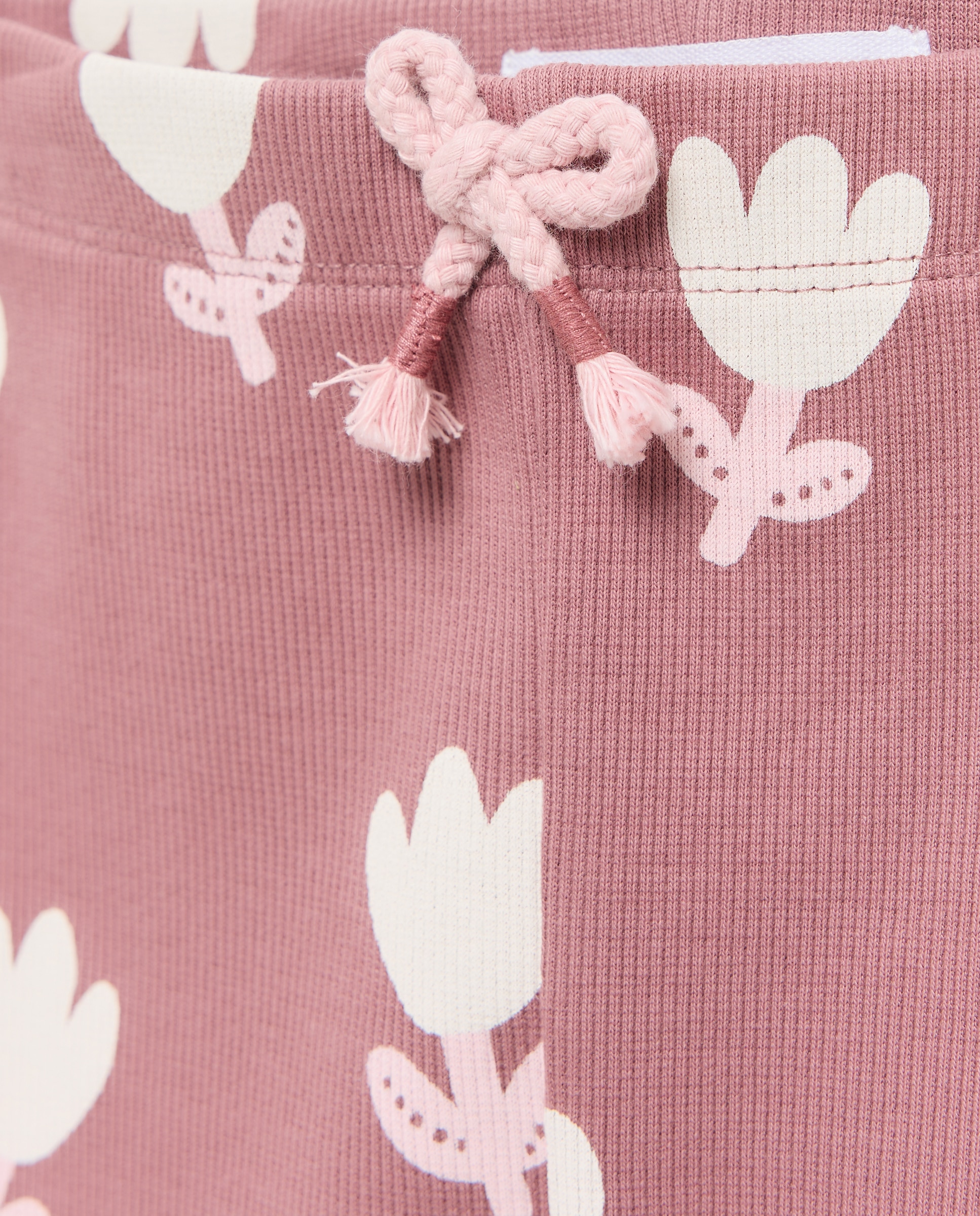 Conjunto de 2 peças de Criança com Sweatshirt e Estampado Posicional de Tulipa e Leggings Canelados com Estampado All Over Vermelho-5