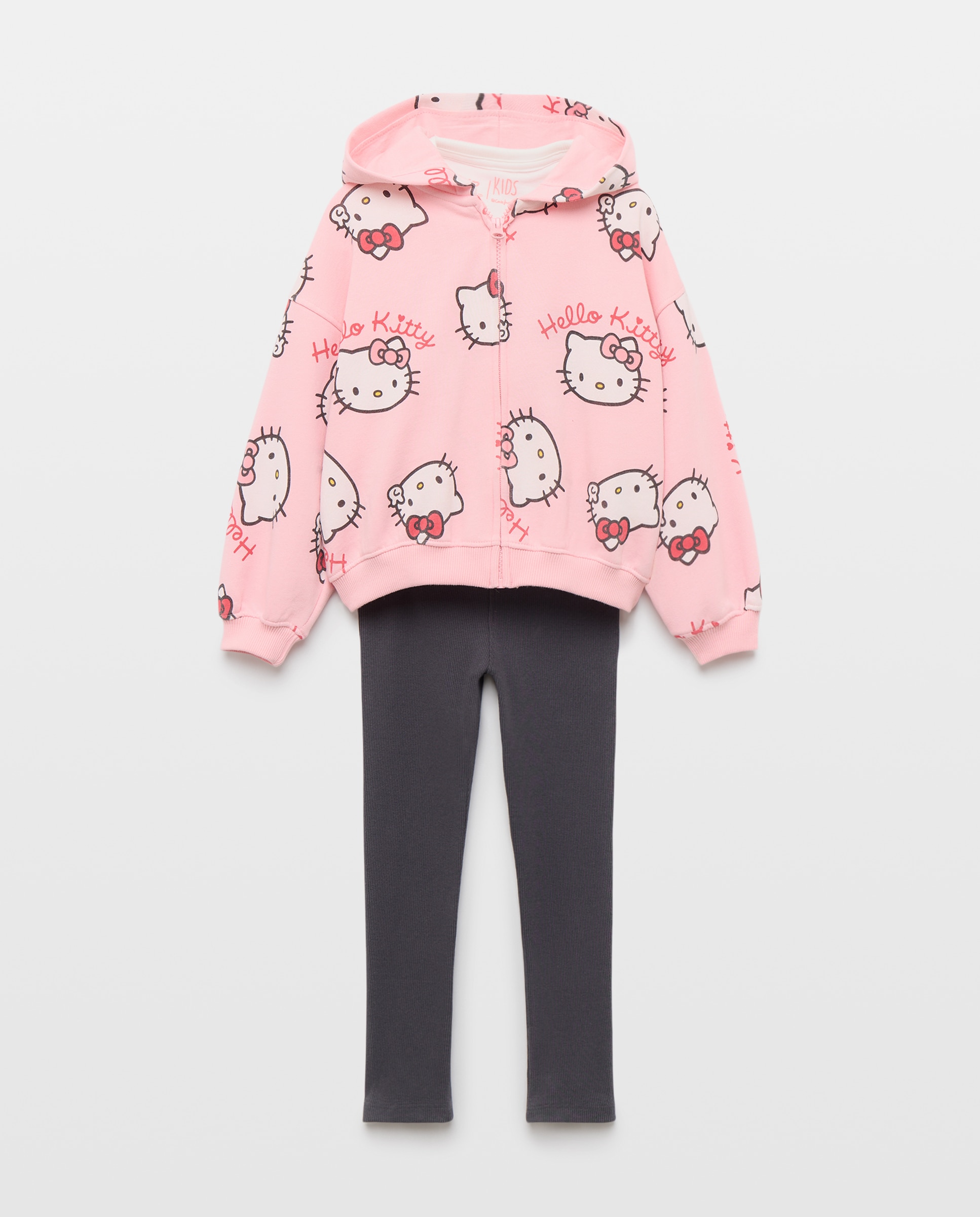 Conjunto tres piezas fantasía HELLO KITTY sudadera abierta all over print y legging rib con Camiseta posicional de niña - Kids El Corte Inglés - Multicolor Multicolor-1