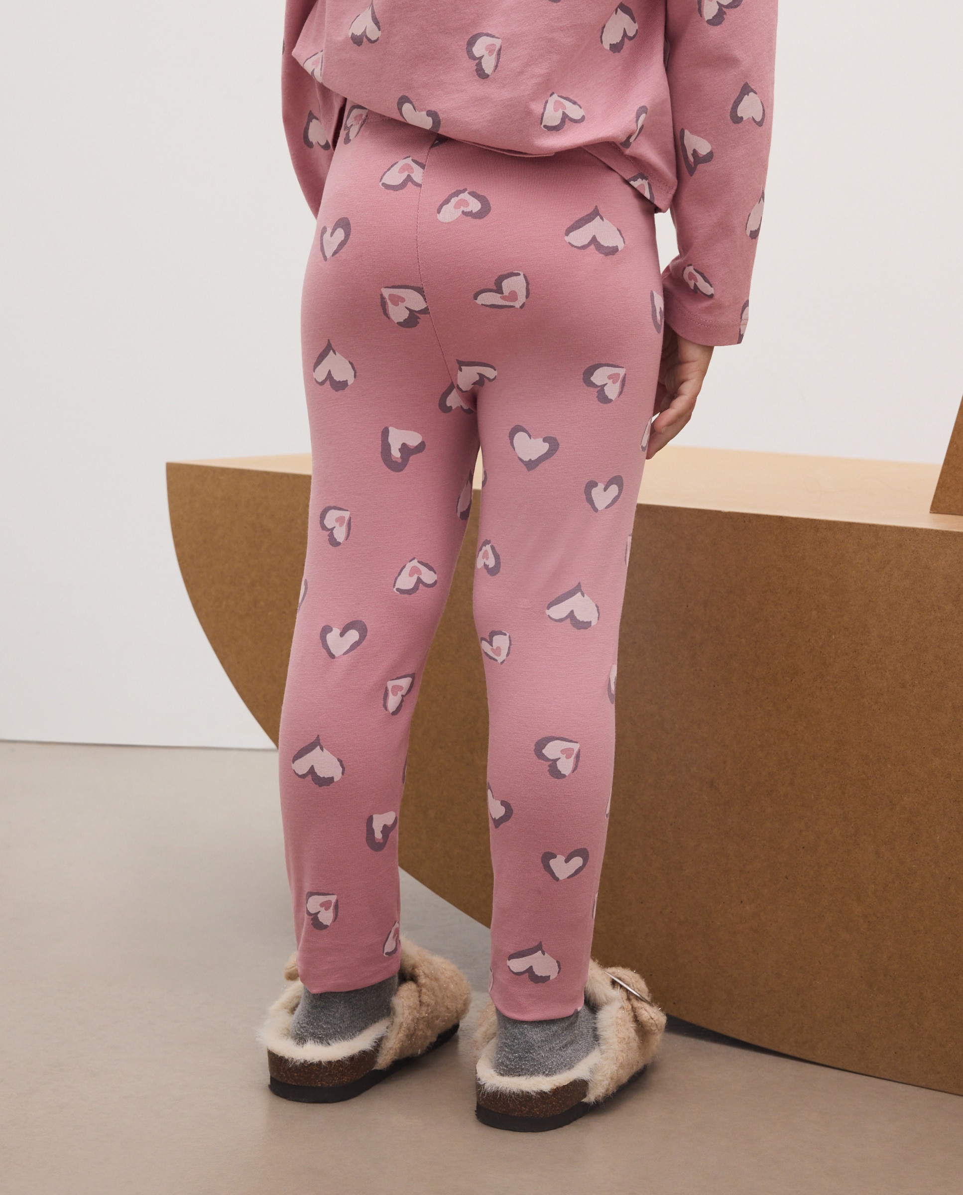Pack de Criança com Leggings Lisos + Camisola de Malha Com Estampado All Over Rosa-3