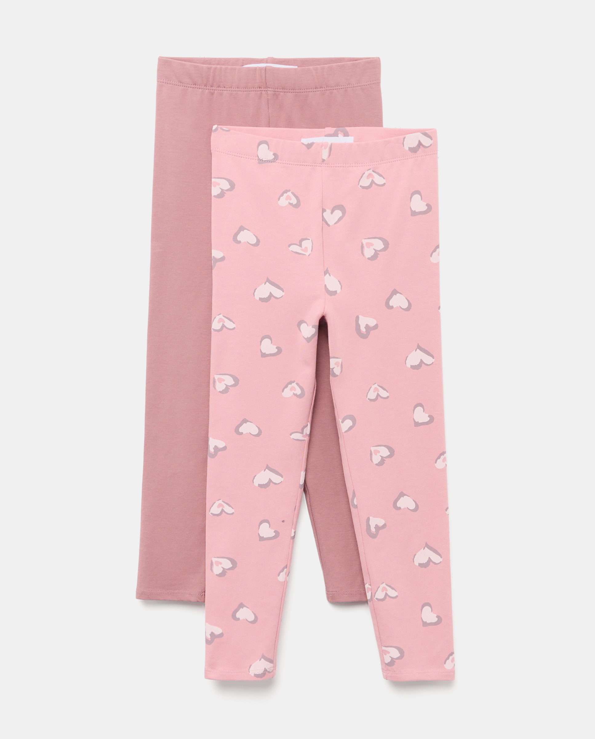 Pack de Criança com Leggings Lisos + Camisola de Malha Com Estampado All Over Rosa-5