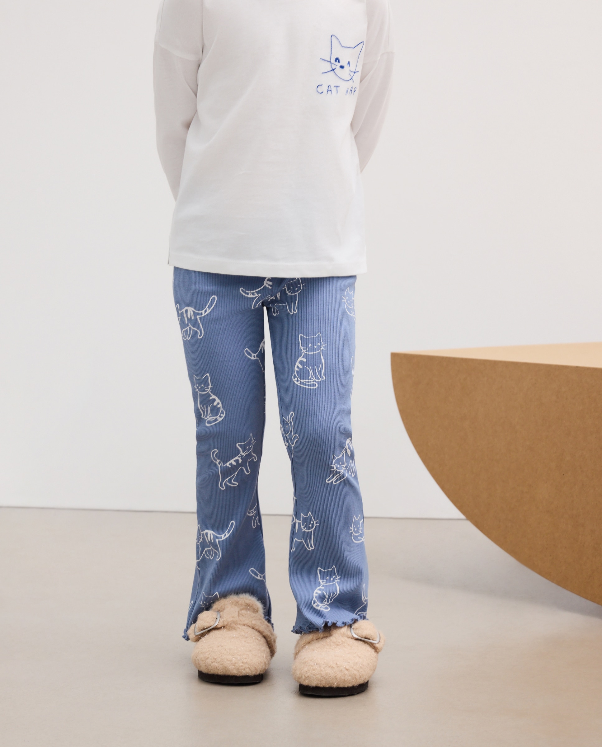 Legging Canelados Flare de Criança com Estampado All Over de Gatos Kids El Corte Inglés Azul-2