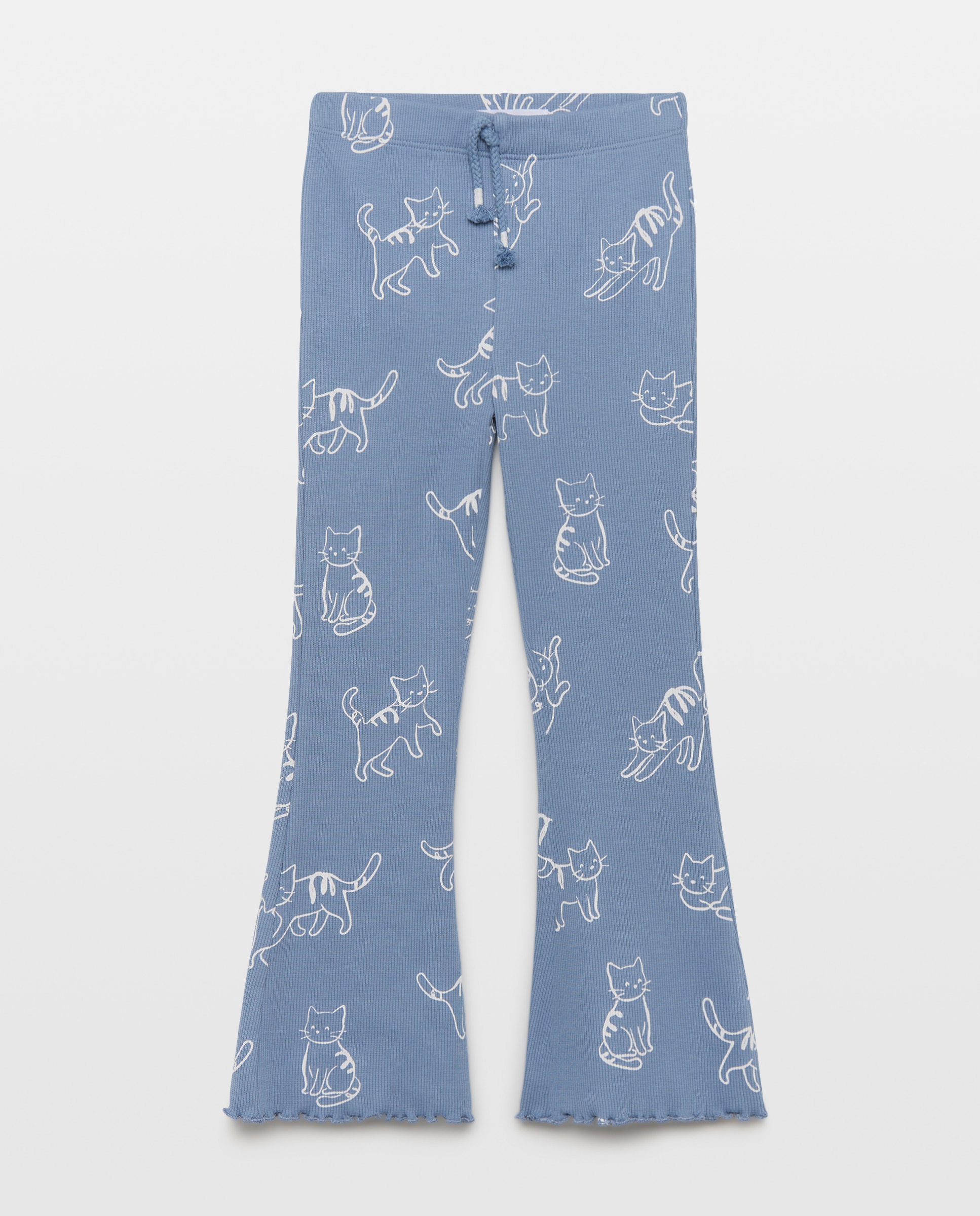 Imagem 0 de Legging Canelados Flare de Criança com Estampado All Over de Gatos