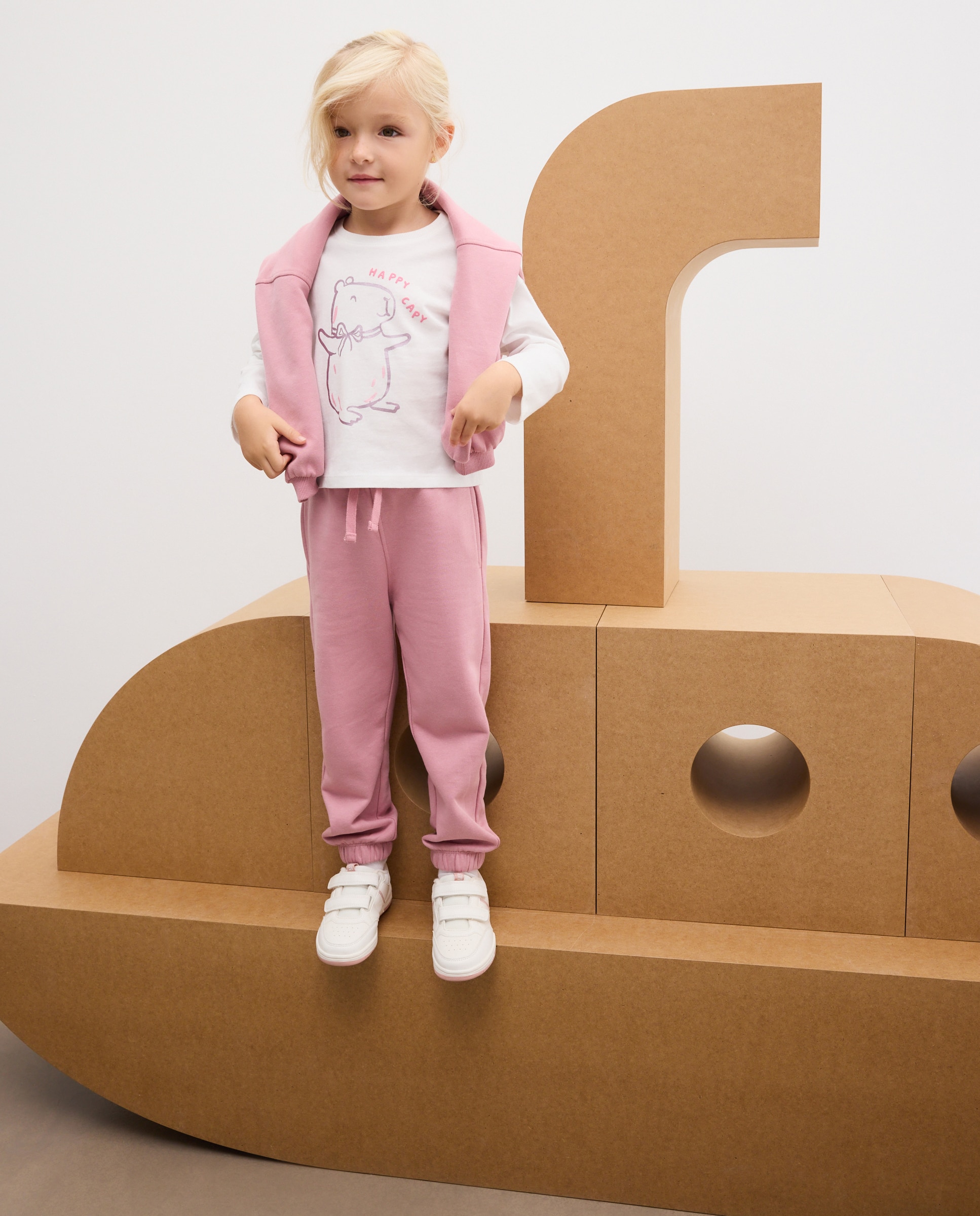 Imagen 1 de Pantalón felpa básica de niña 200 Rosa