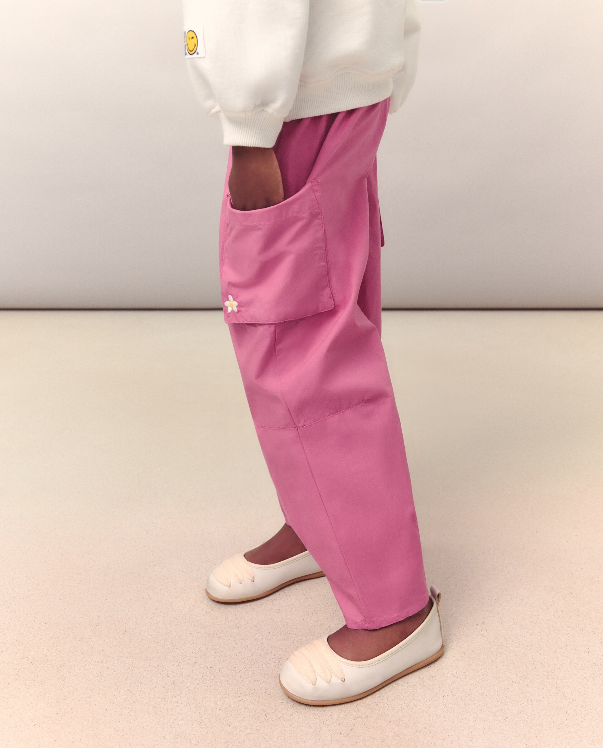 Pantalón cargo con cinturilla elástica de niña - Kids El Corte Inglés - Ciruela Ciruela-2