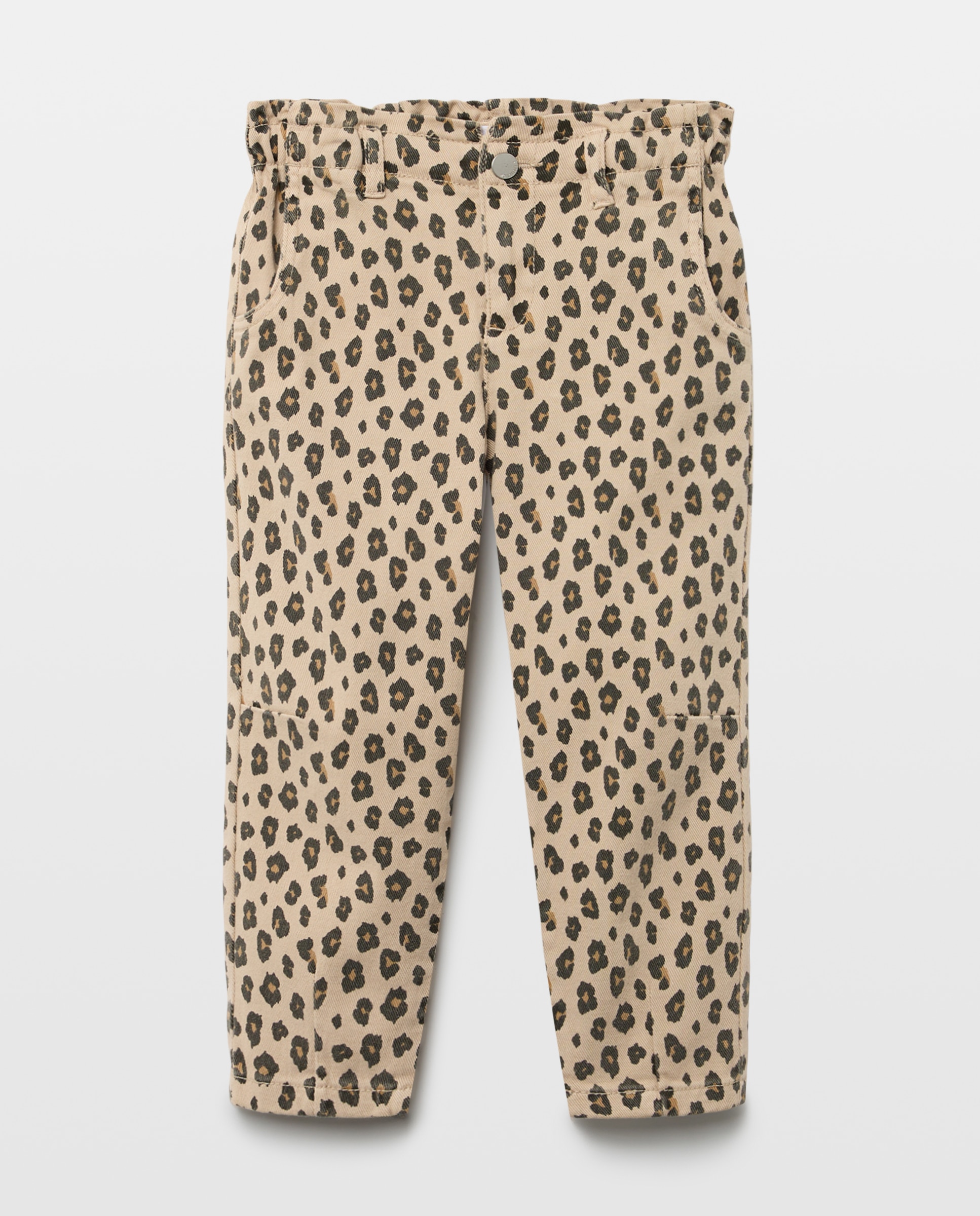 Pantalón denim barrel con gomas con animal print de niña - Kids El Corte Inglés - Camel Camel-1