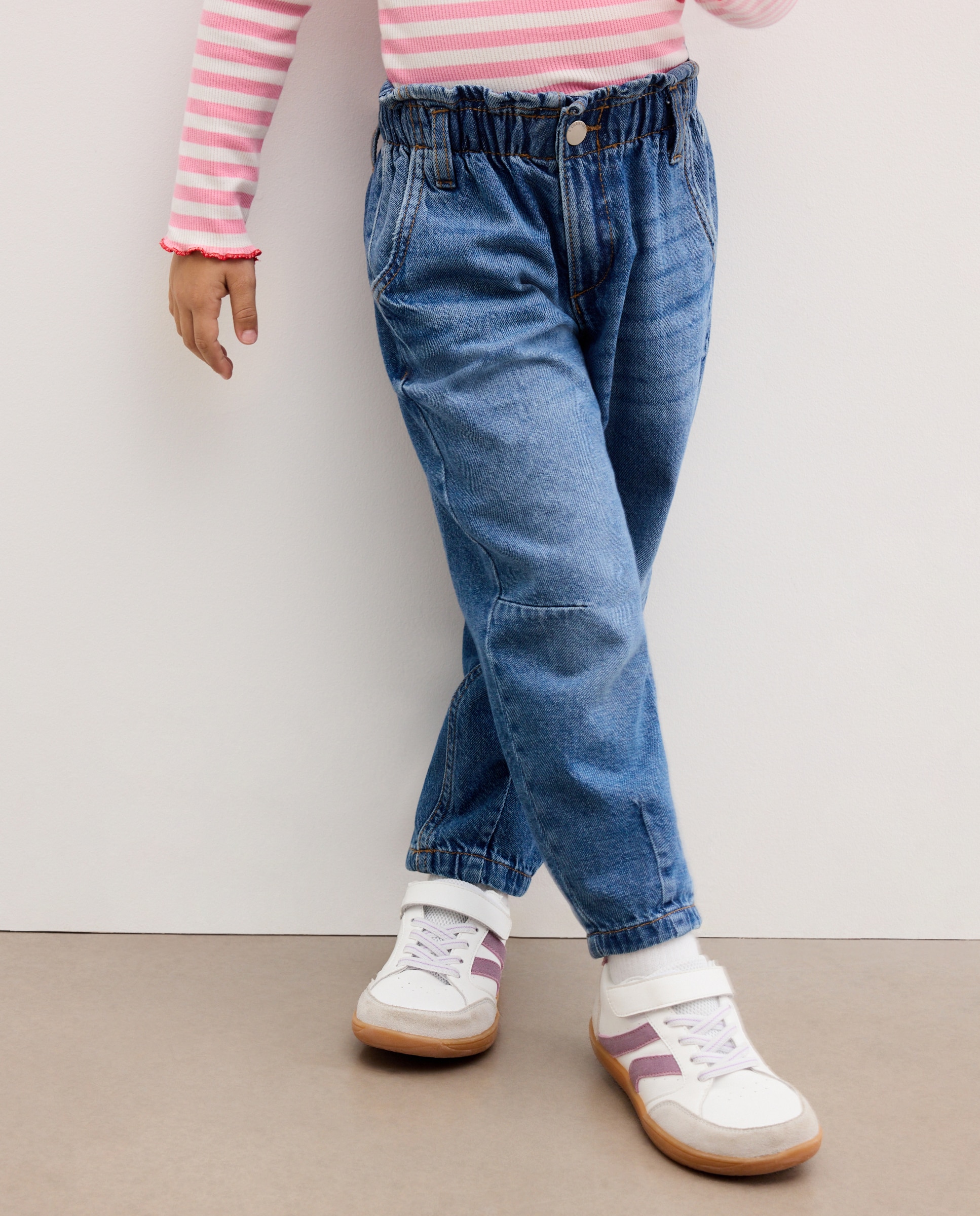 Pantalón paperbag Barrel de niña - Kids El Corte Inglés - Denim Denim-2
