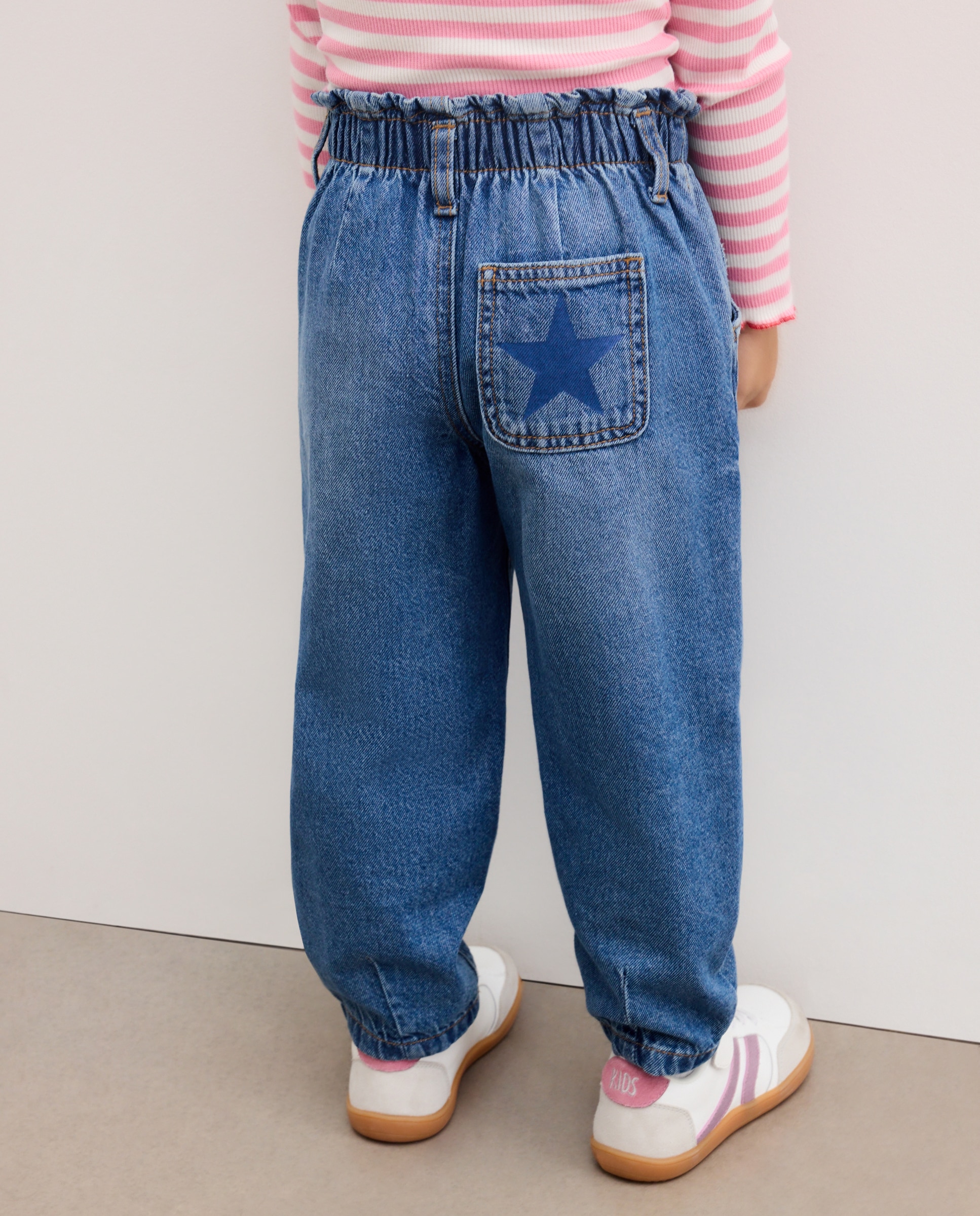 Pantalón paperbag Barrel de niña - Kids El Corte Inglés - Denim Denim-3
