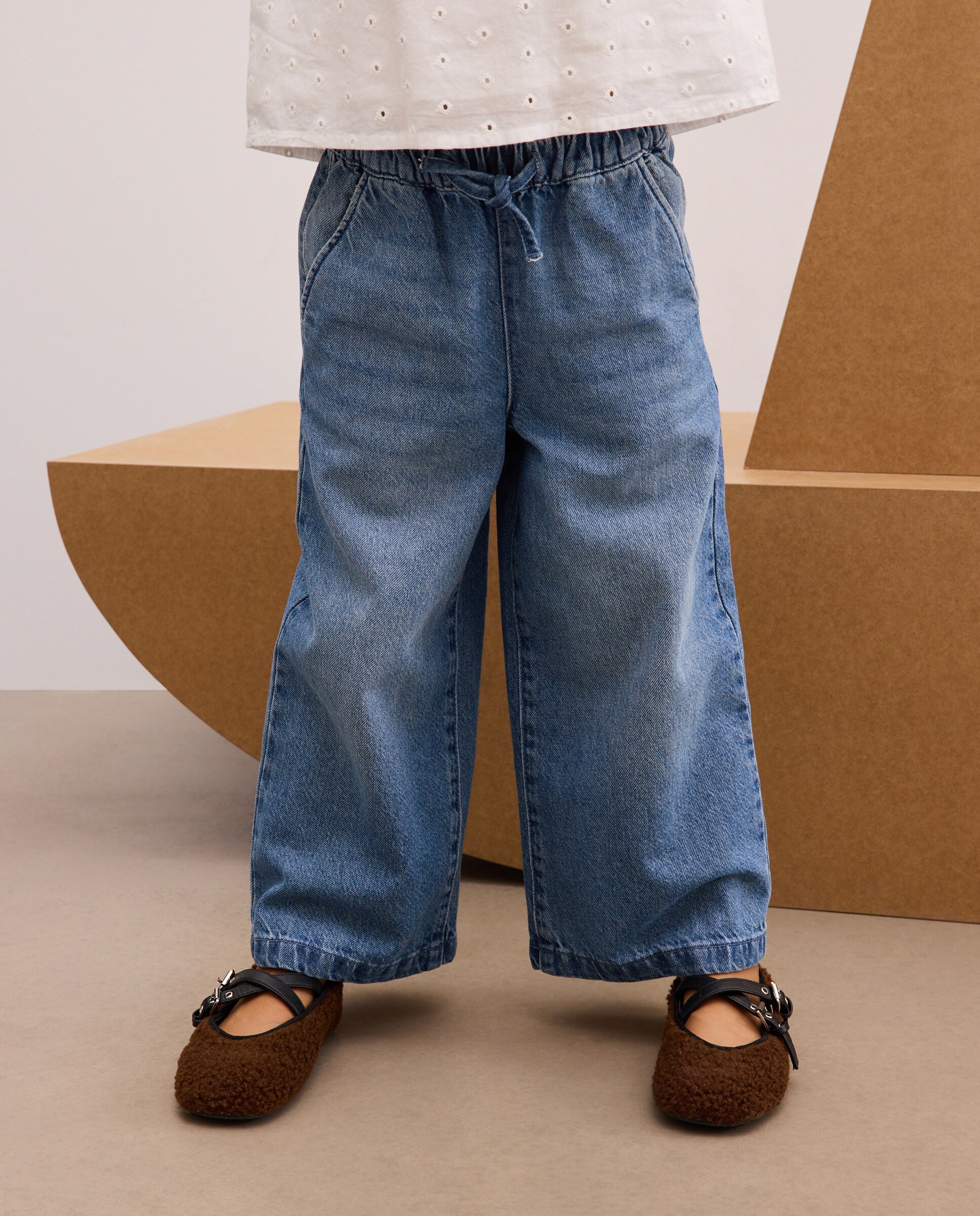 Pantalón denim wide leg pijamero de niña - Kids El Corte Inglés - Gris Gris-2