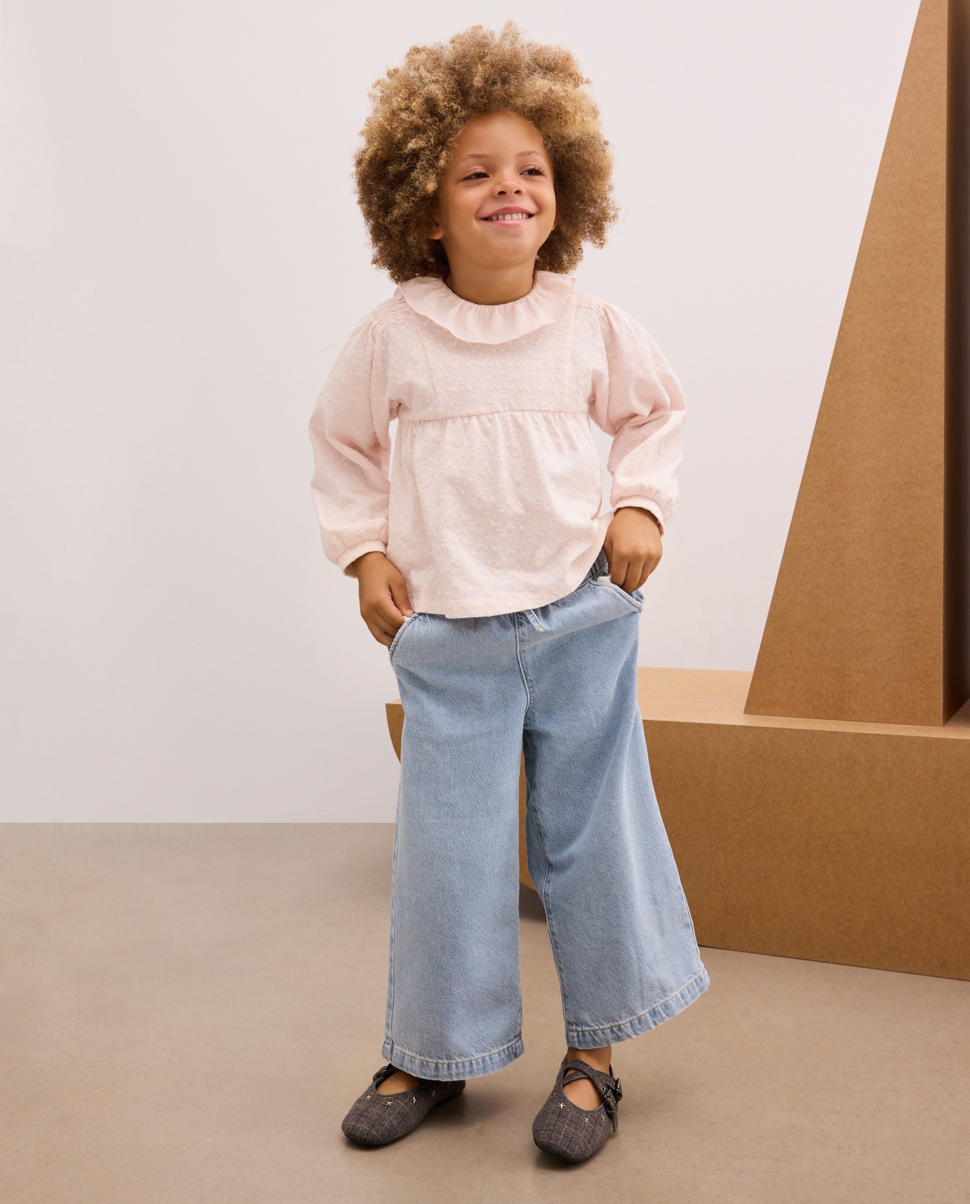 Pantalón denim wide leg pijamero de niña - Kids El Corte Inglés - 490 Petróleo 490 Petróleo-1