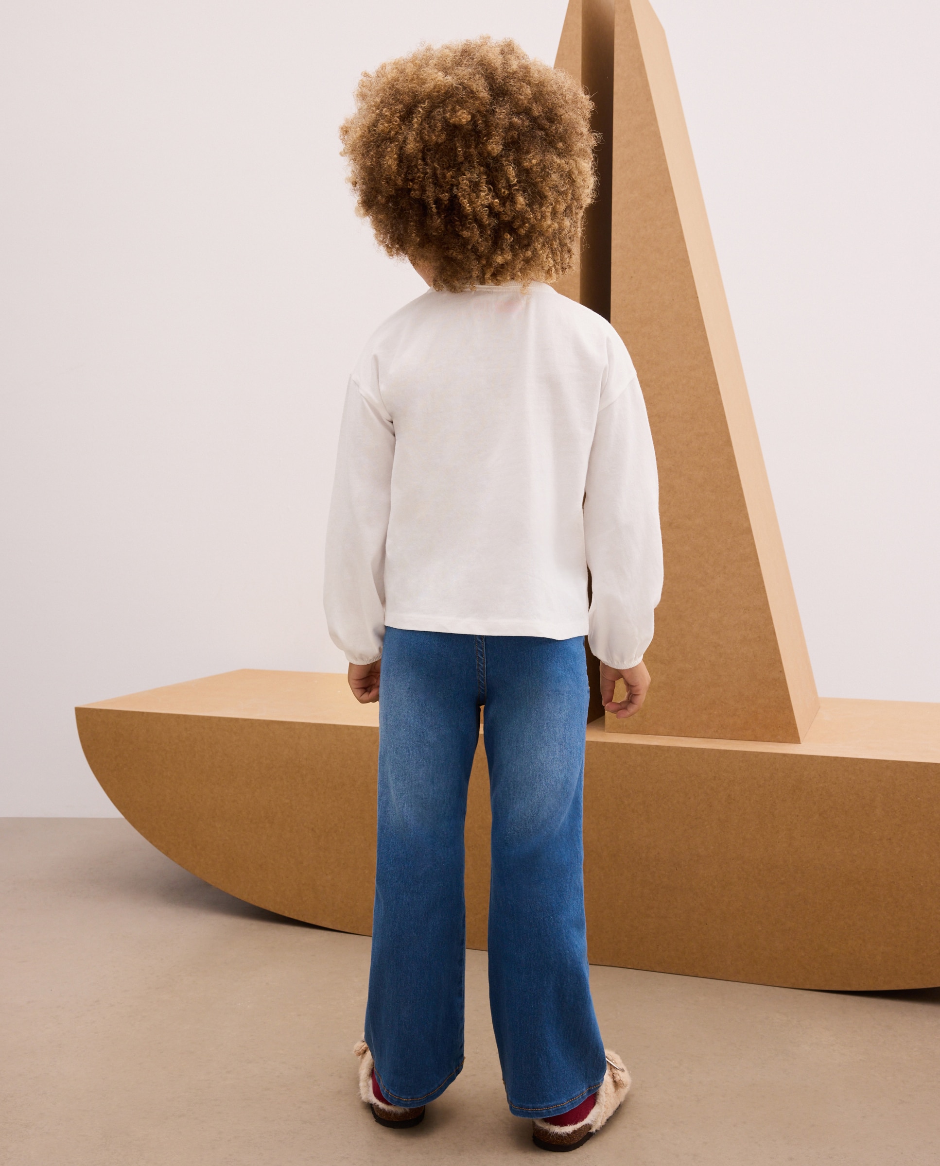 Pantalón denim flare todo gomas de niña - Kids El Corte Inglés - Azul pálido Azul pálido-3