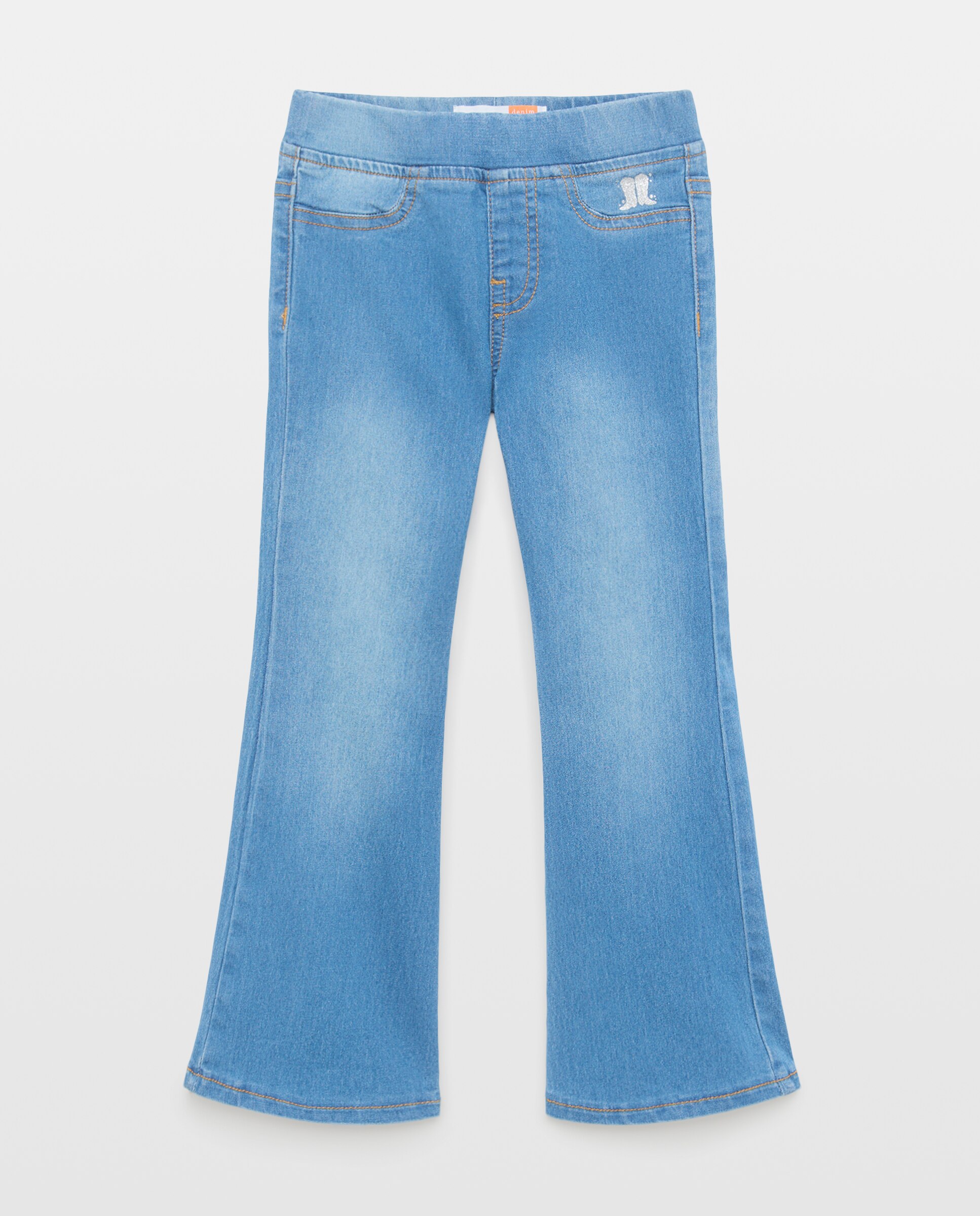 Pantalón denim flare todo gomas de niña - Kids El Corte Inglés - Azul pálido Azul pálido-4