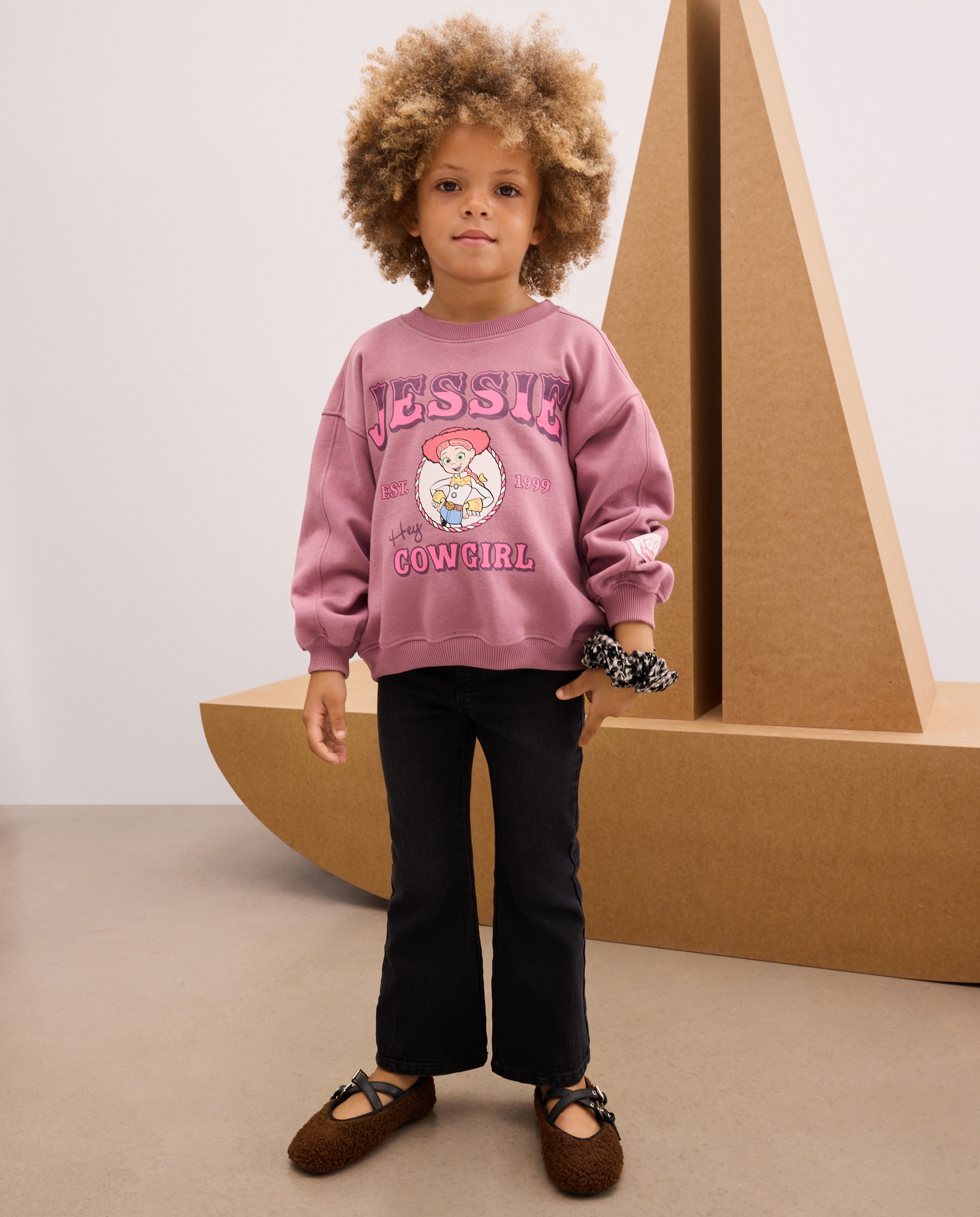 Pantalón denim flare todo gomas de niña - Kids El Corte Inglés - Gris Gris-1