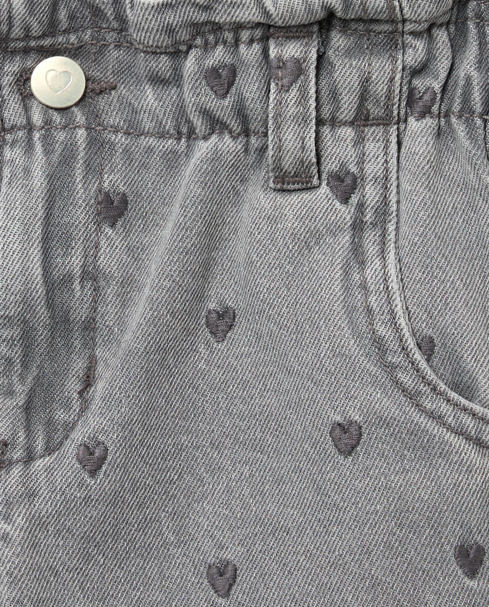 Pantalón denim barrel con gomas y bordado fantasía de niña - Kids El Corte Inglés - Gris Gris-2
