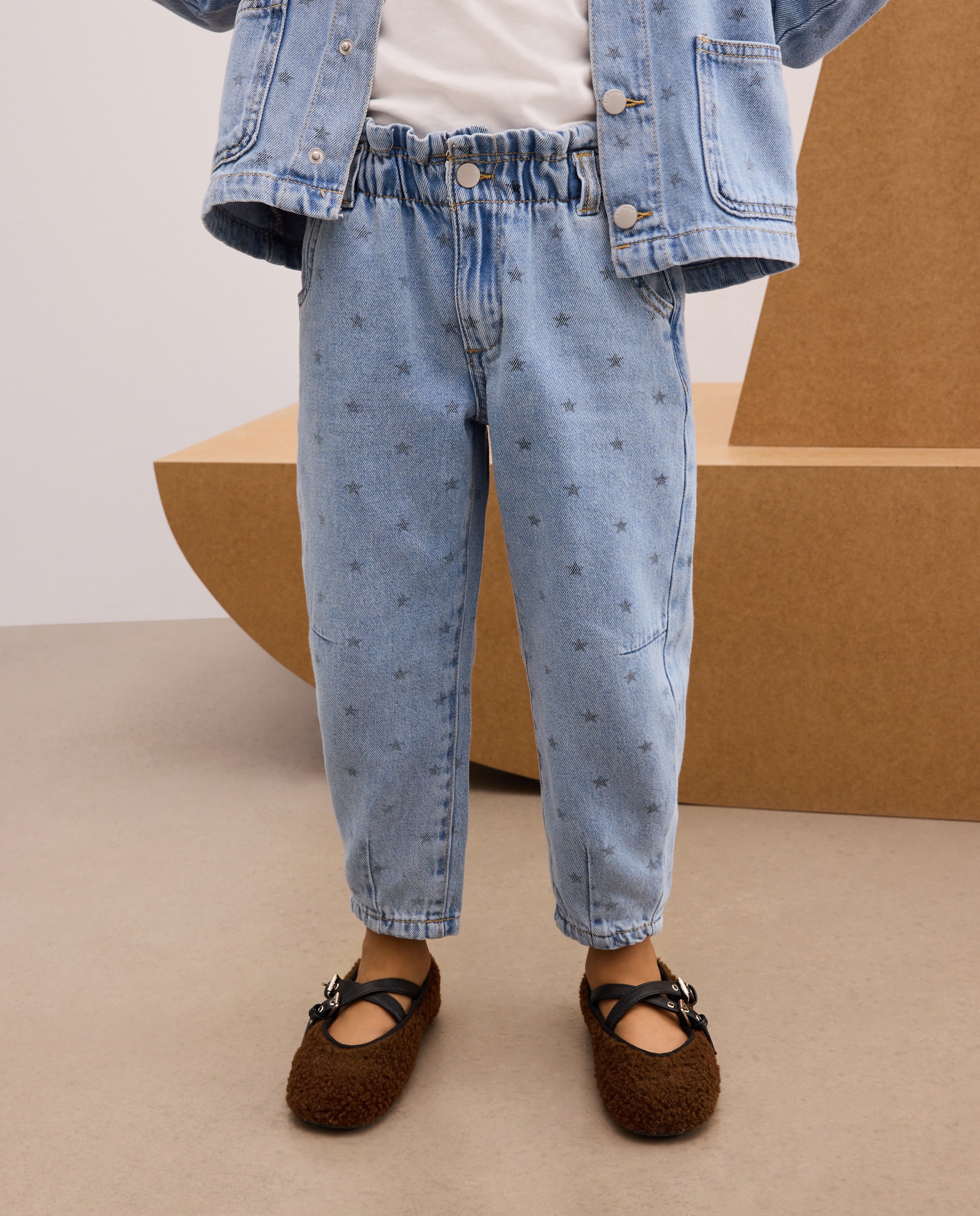 Jeans Paperbag Balloon com All Over Print de Fantasia Azul-marinho-2
