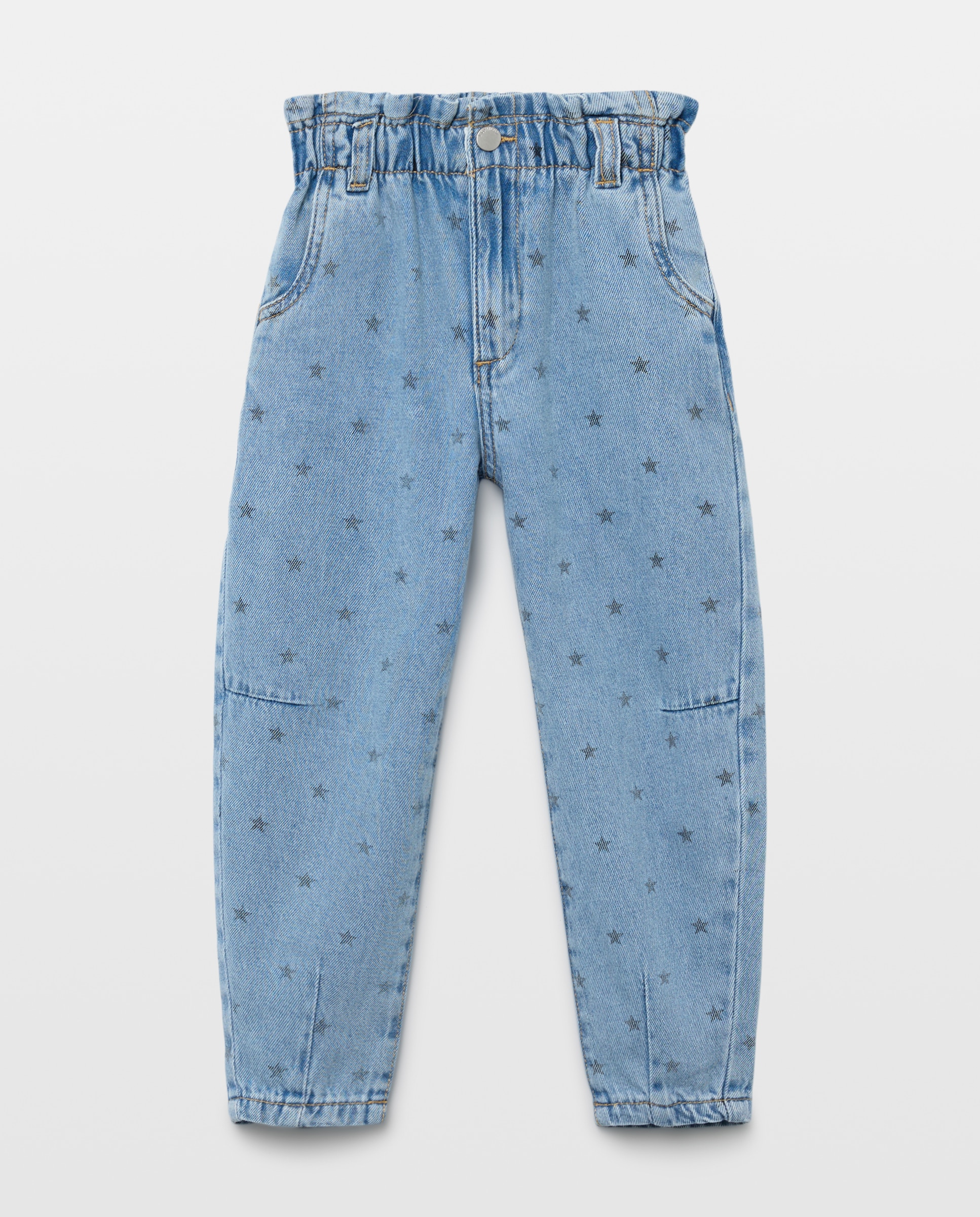 Jeans Paperbag Balloon com All Over Print de Fantasia Azul-marinho-4