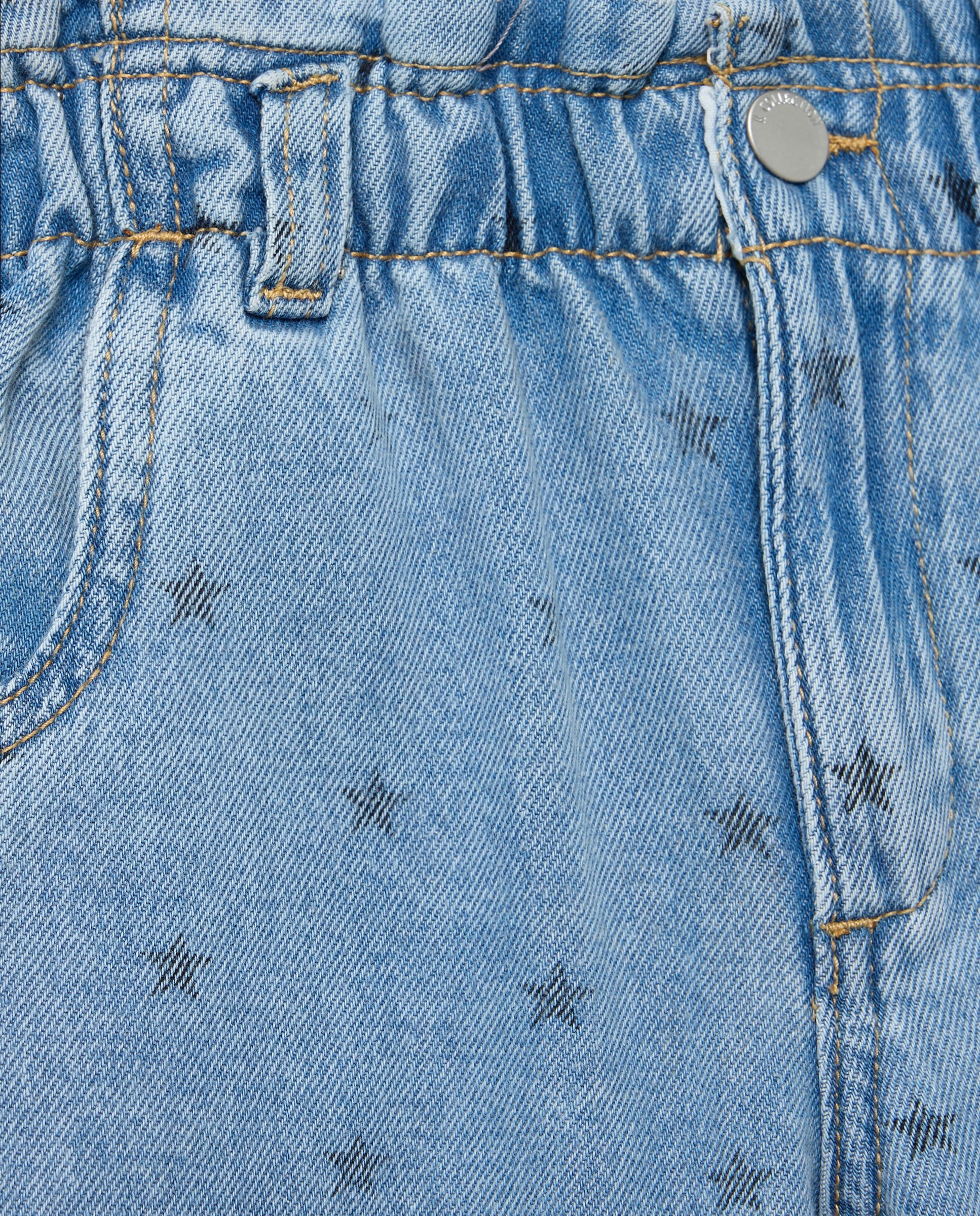 Jeans Paperbag Balloon com All Over Print de Fantasia Azul-marinho-5