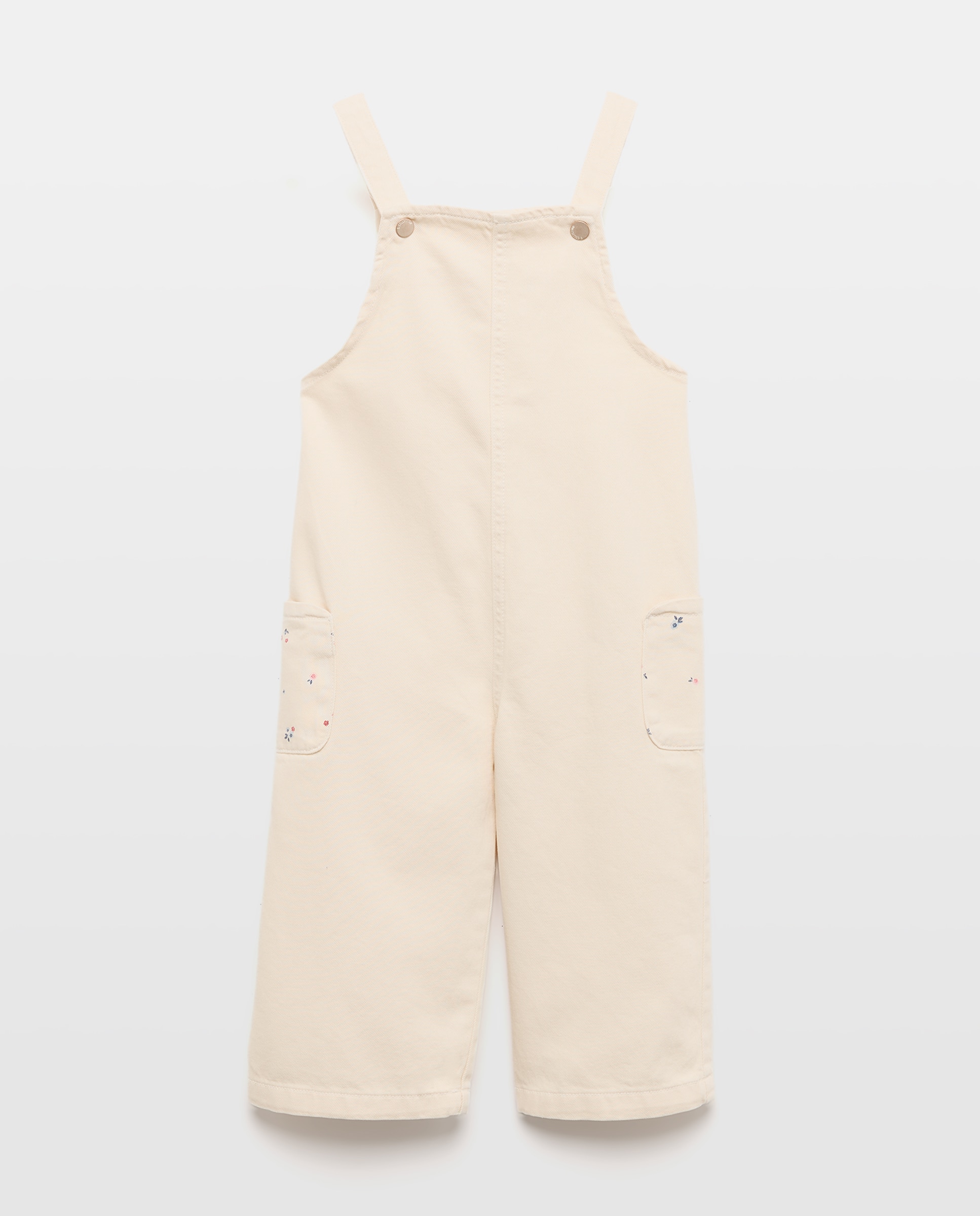 Jardineiras de Sarja com Bolsos Laterais de Plastrão Branco-4