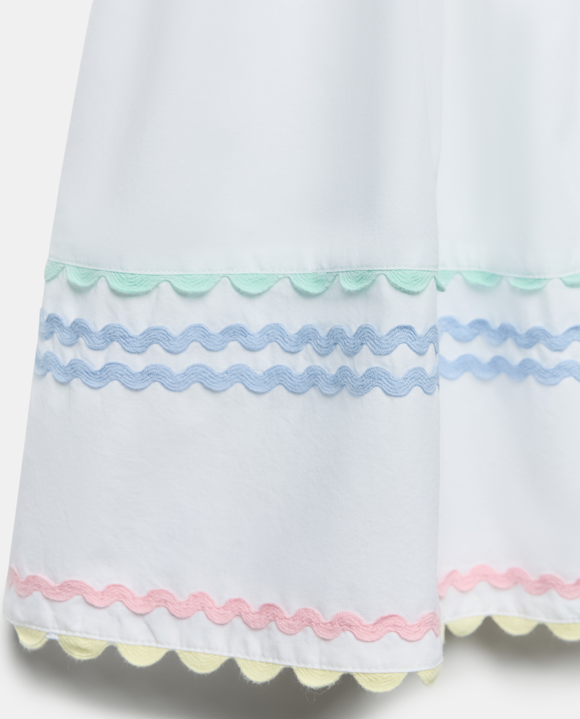 Vestido de Manga Curta em Popelina com Fitas Gregas às Cores - Branco Kids El Corte Inglés Branco-5