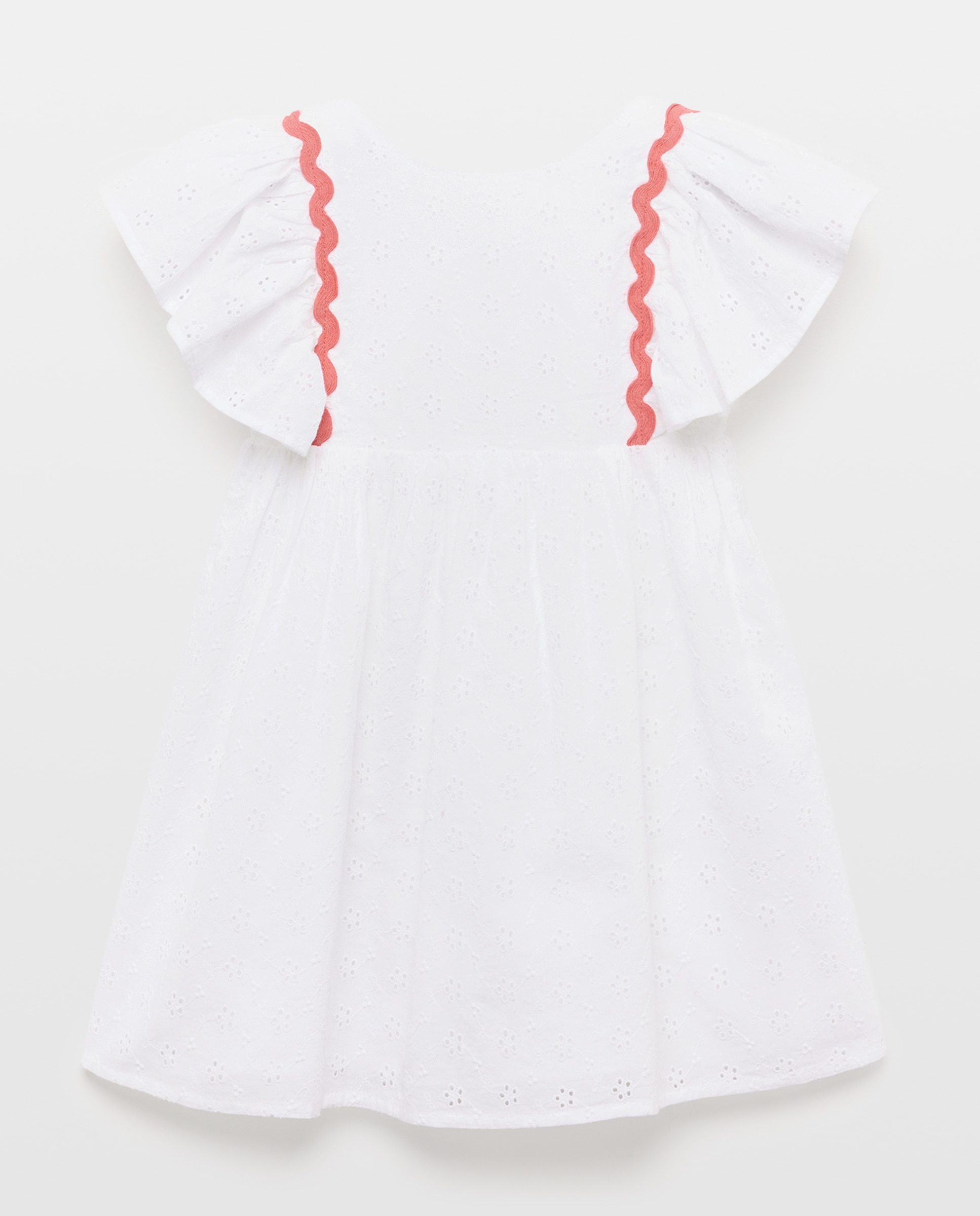 Vestido de Manga Curta com Folhos Laterais Kids El Corte Inglés Branco-5