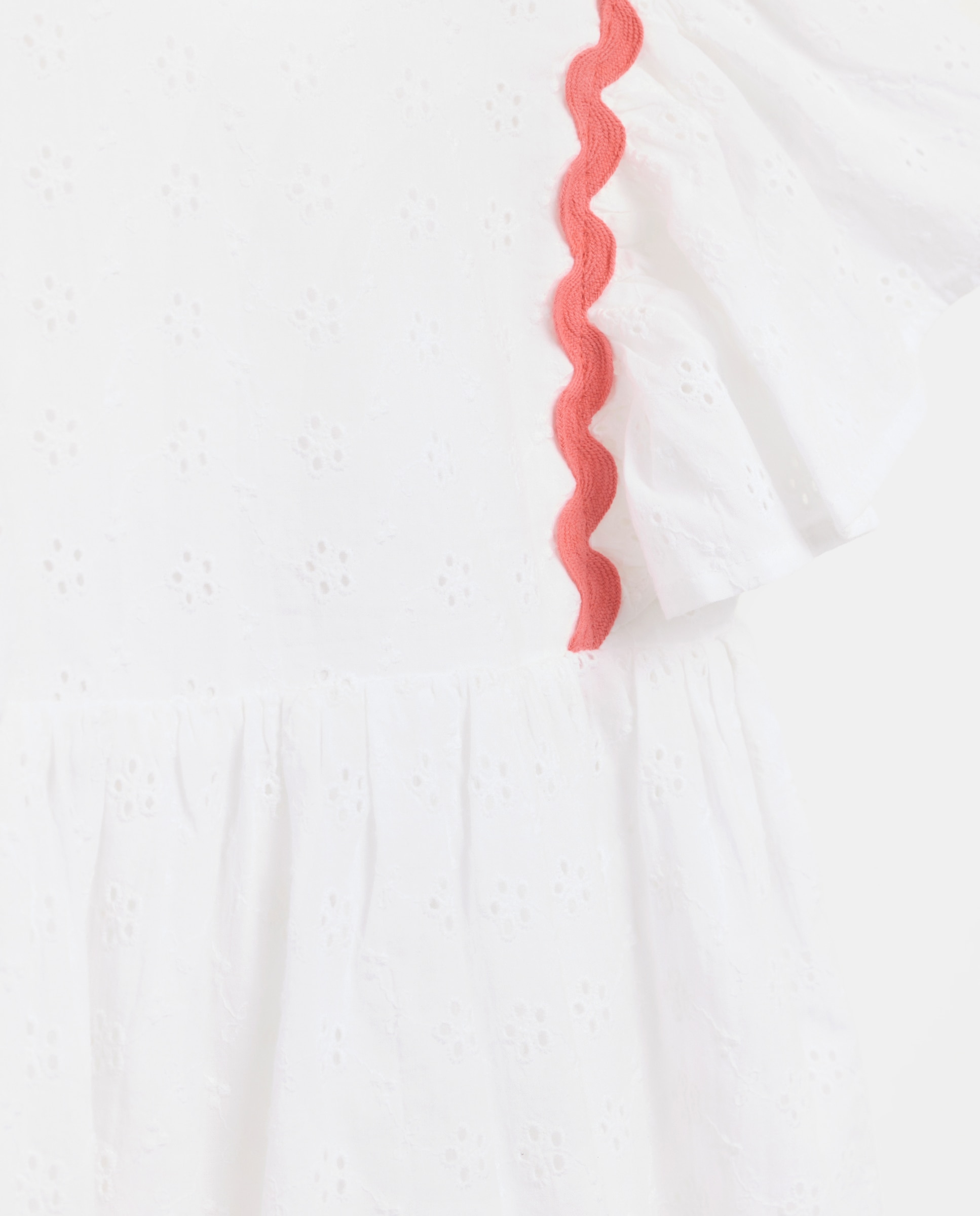 Vestido de Manga Curta com Folhos Laterais Kids El Corte Inglés Branco-6