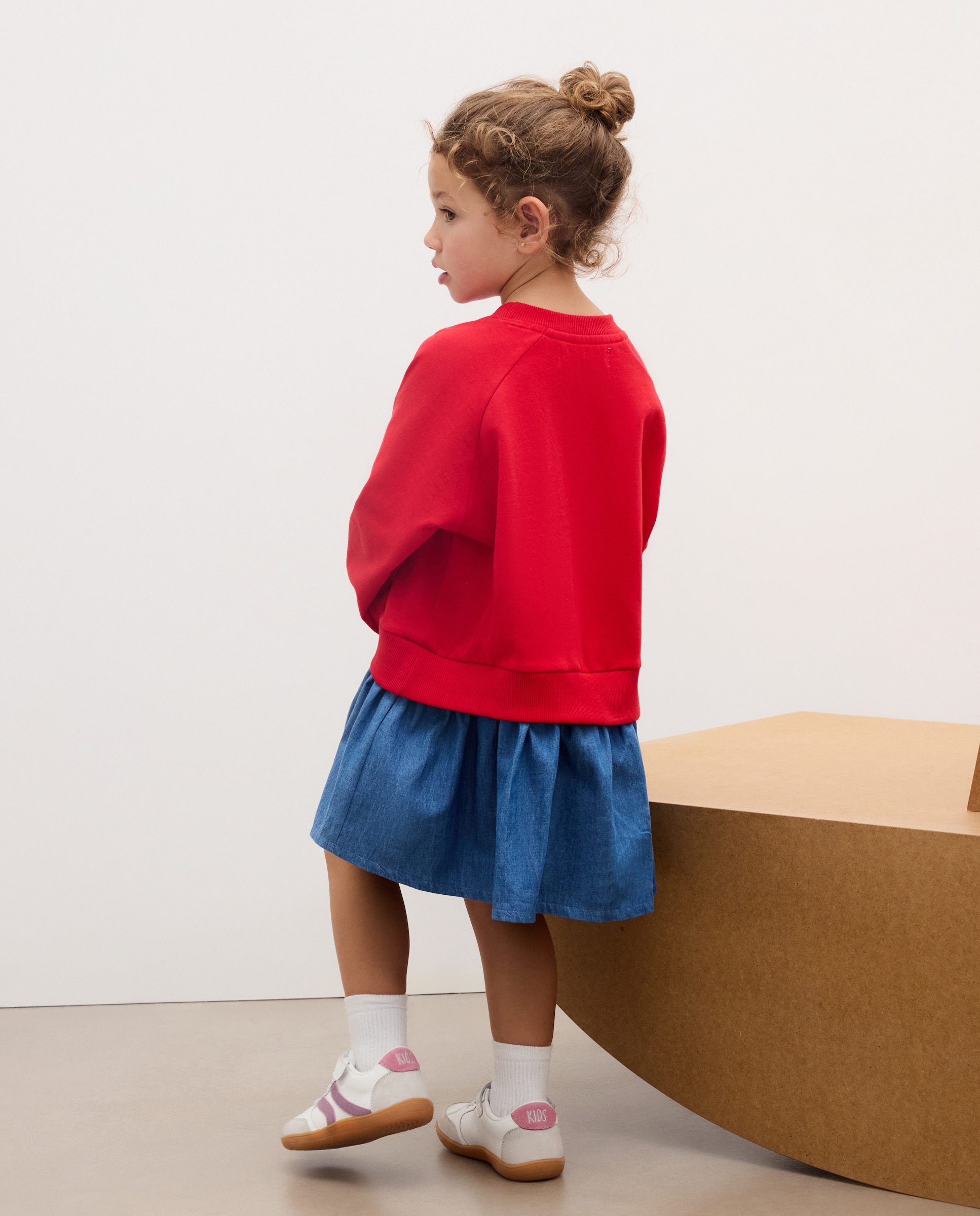 Vestido Combinado de Criança de Felpa com Saia de Ganga com Estampado All Over de Cerejas Kids El Corte Inglés Multicolor-3