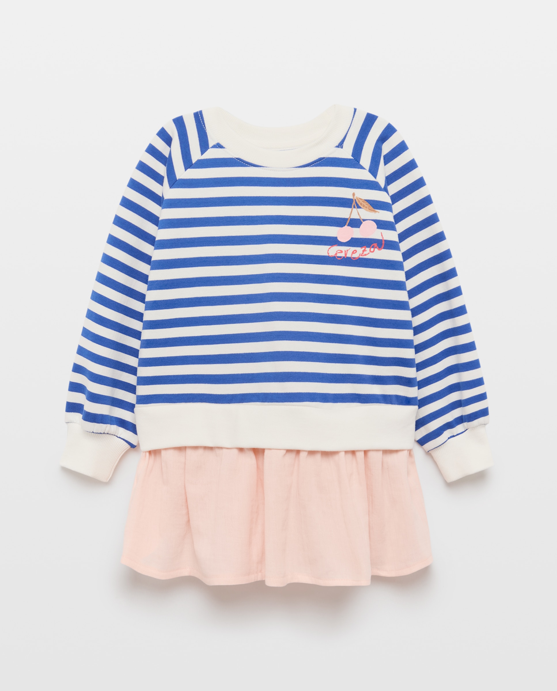 Vestido Combinado de Criança de Felpa às Riscas com Saia de Chiffon Duplo Kids El Corte Inglés Multicolor-5