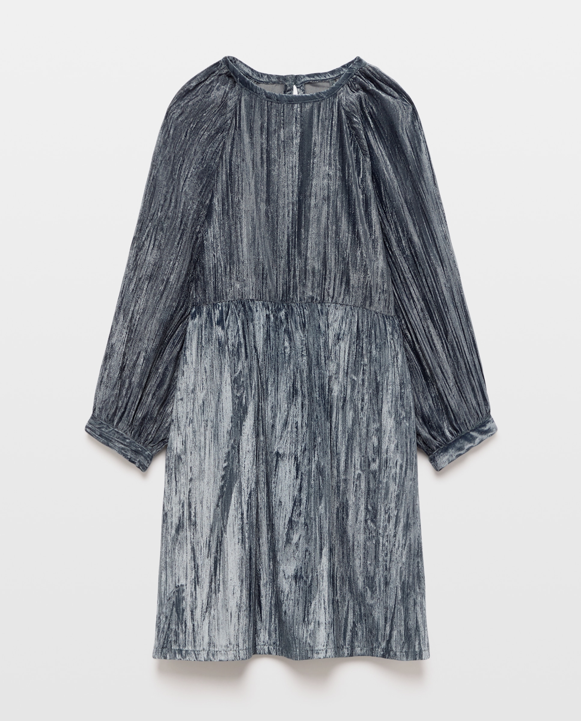 Imagem 0 de Vestido de Manga Comprida de Veludo Enrugado com Detalhe de Estrelas e Lantejoulas