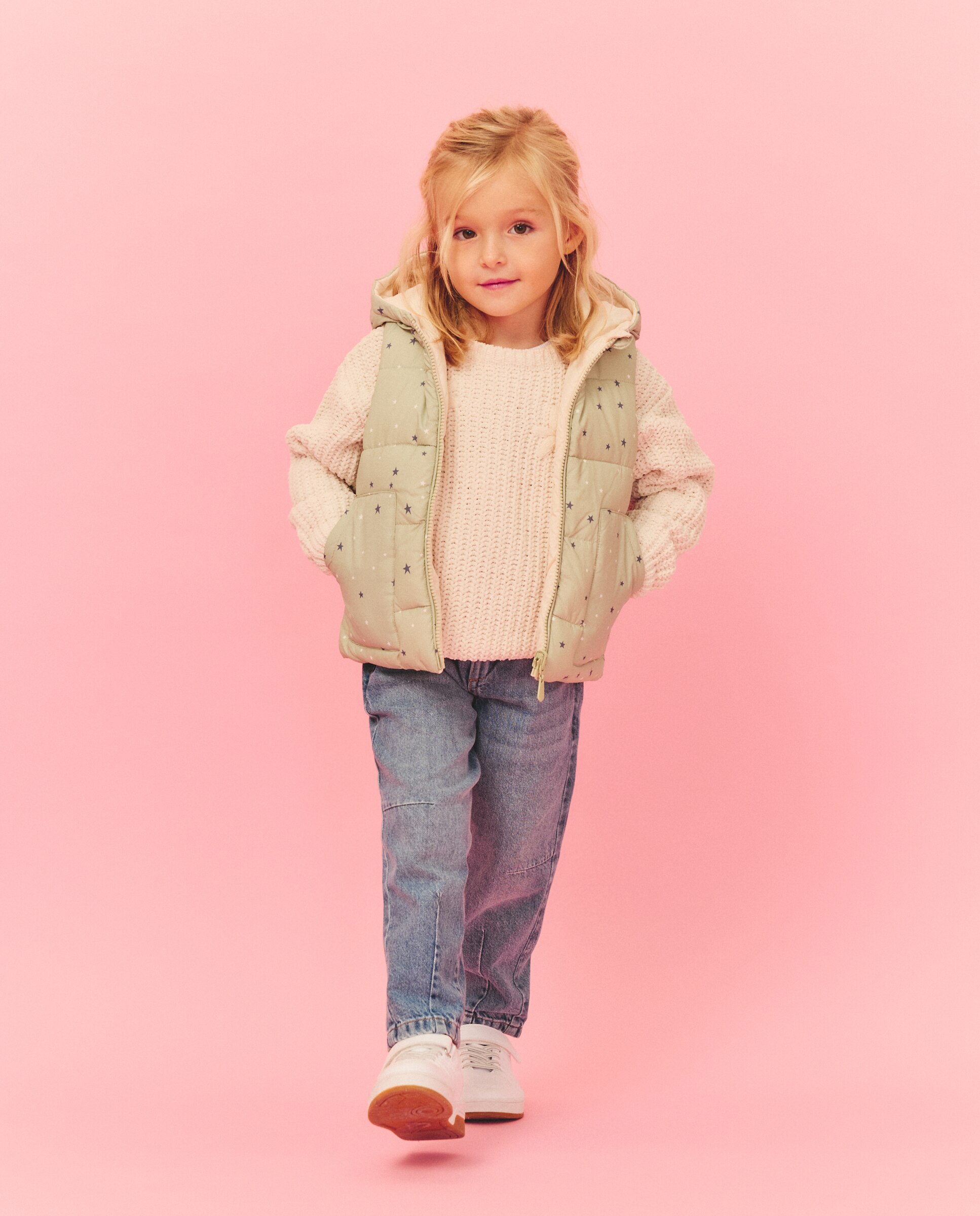 Colete de Nylon com Capuz e Estampado de Estrelas Kids El Corte Inglés Verde-3