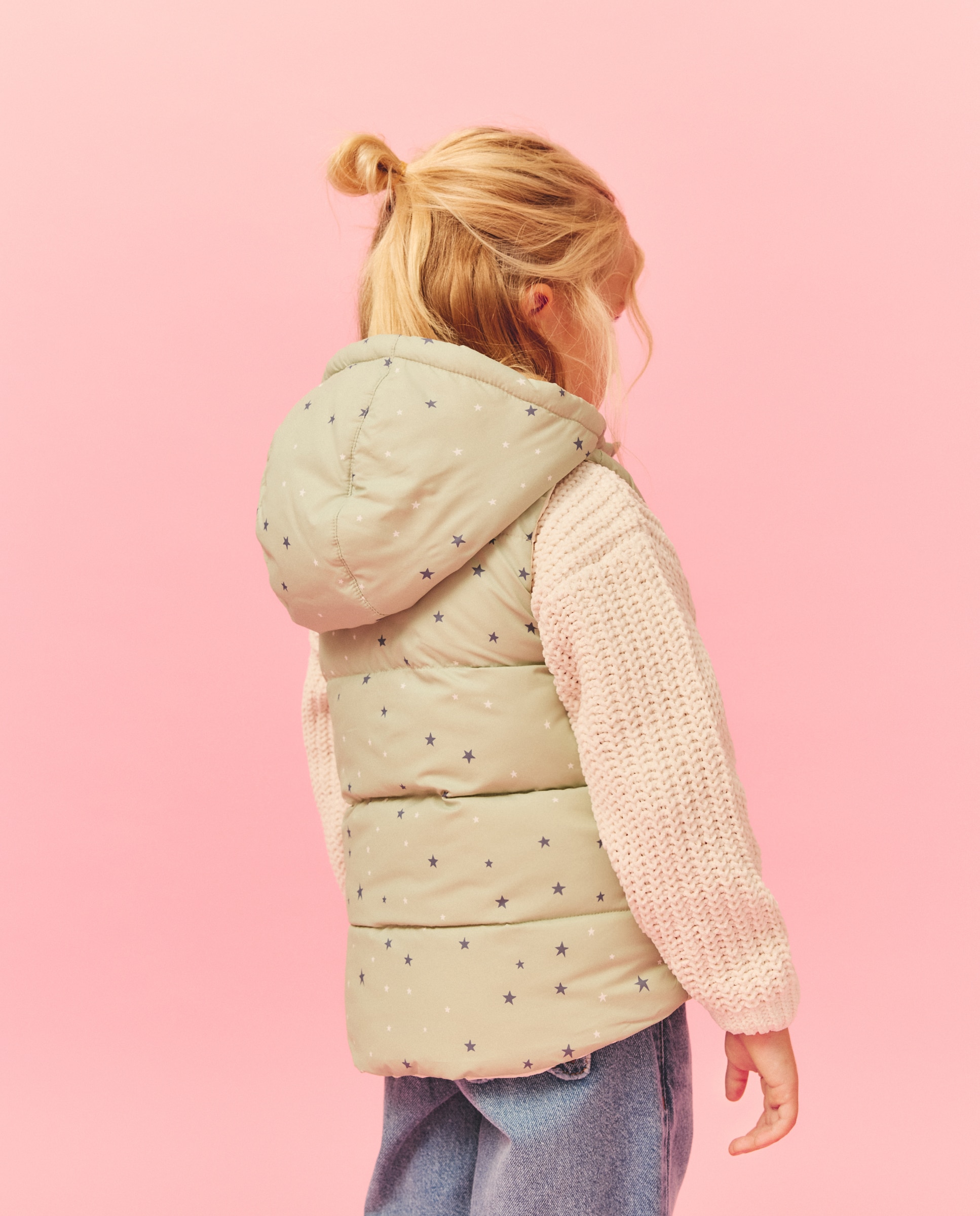 Colete de Nylon com Capuz e Estampado de Estrelas Kids El Corte Inglés Verde-4