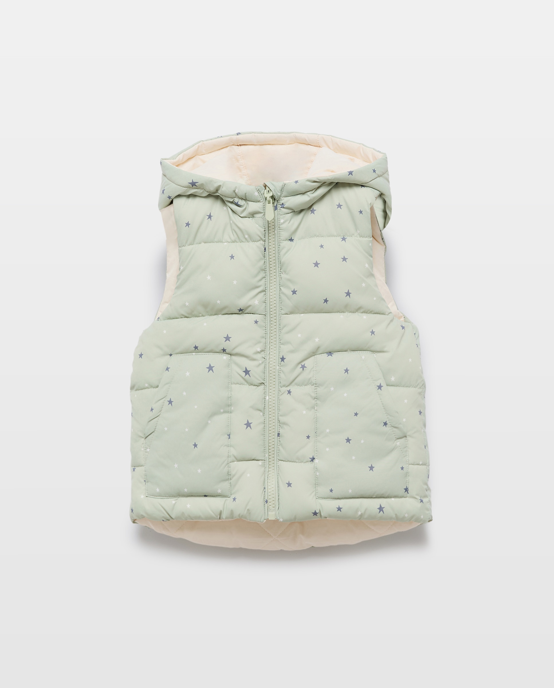 Colete de Nylon com Capuz e Estampado de Estrelas Kids El Corte Inglés Verde-5