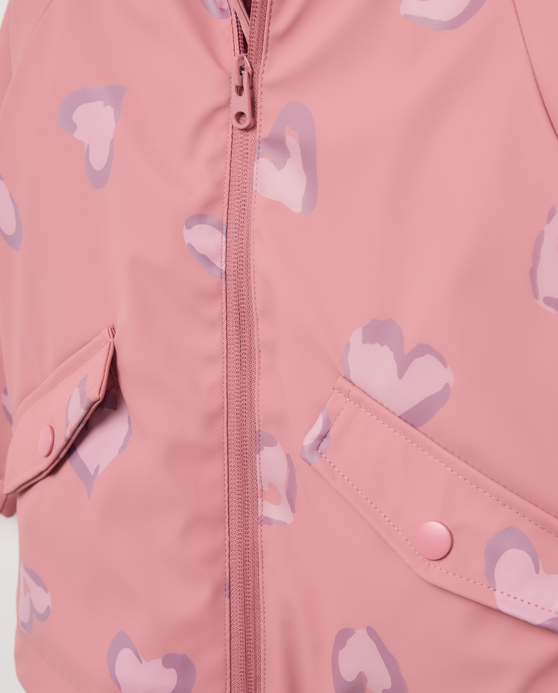 Impermeável de Criança Revestido em Caucho com Estampado All Over Mini Mancha Animal em Forma de Coração Kids El Corte Inglés Rosa-2
