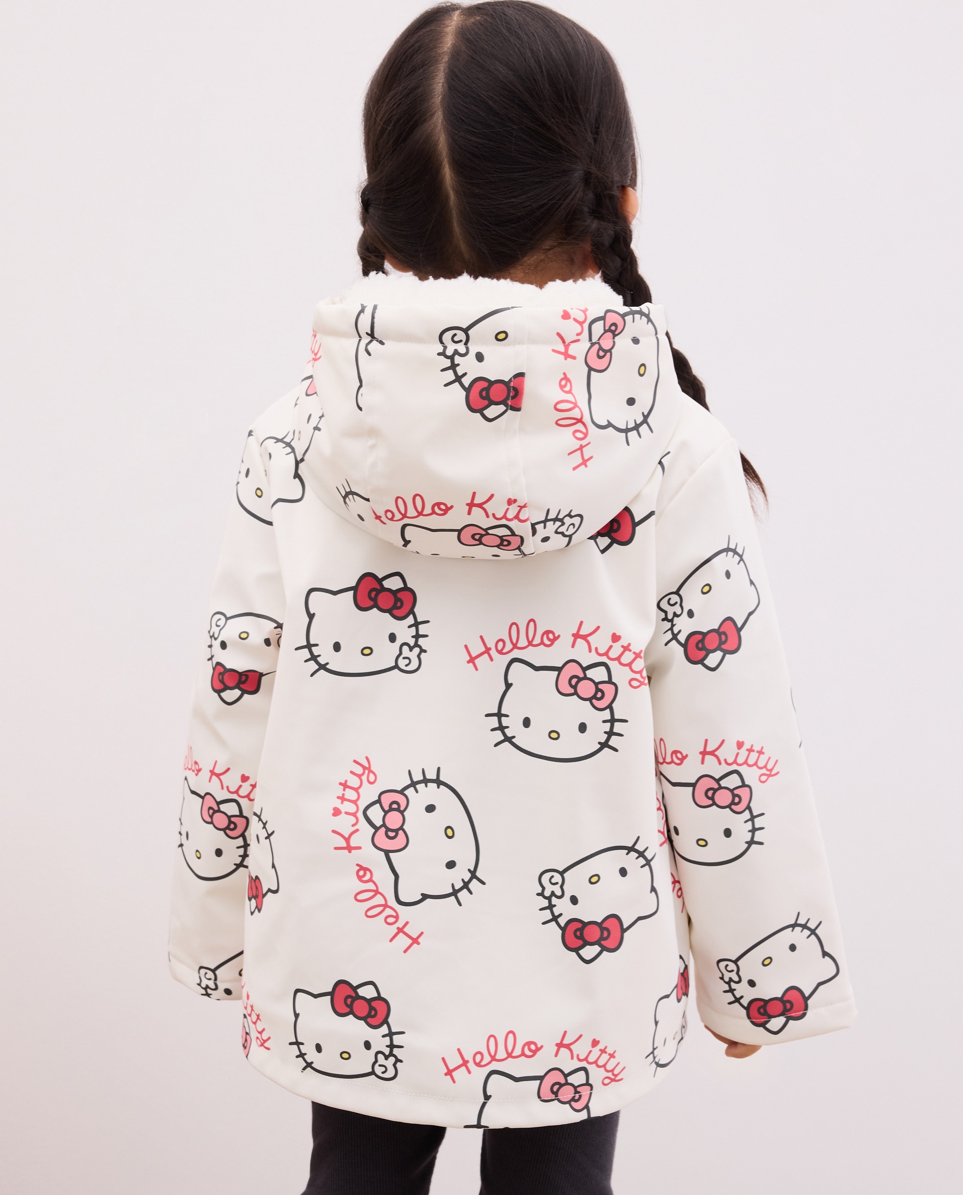 Parka Lisa Engomada com All Over Print Hello Hitty Branco-3
