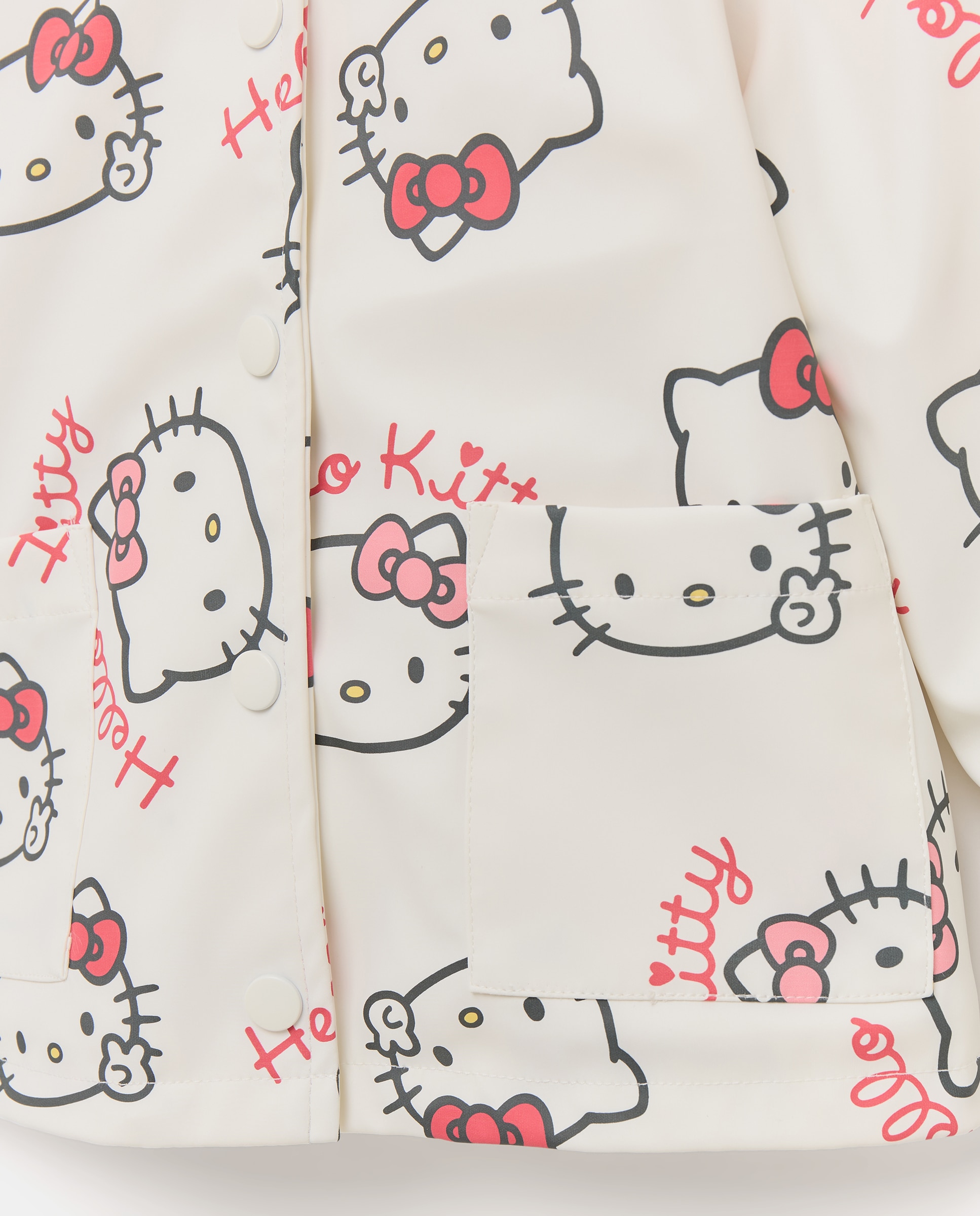 Parka Lisa Engomada com All Over Print Hello Hitty Branco-2