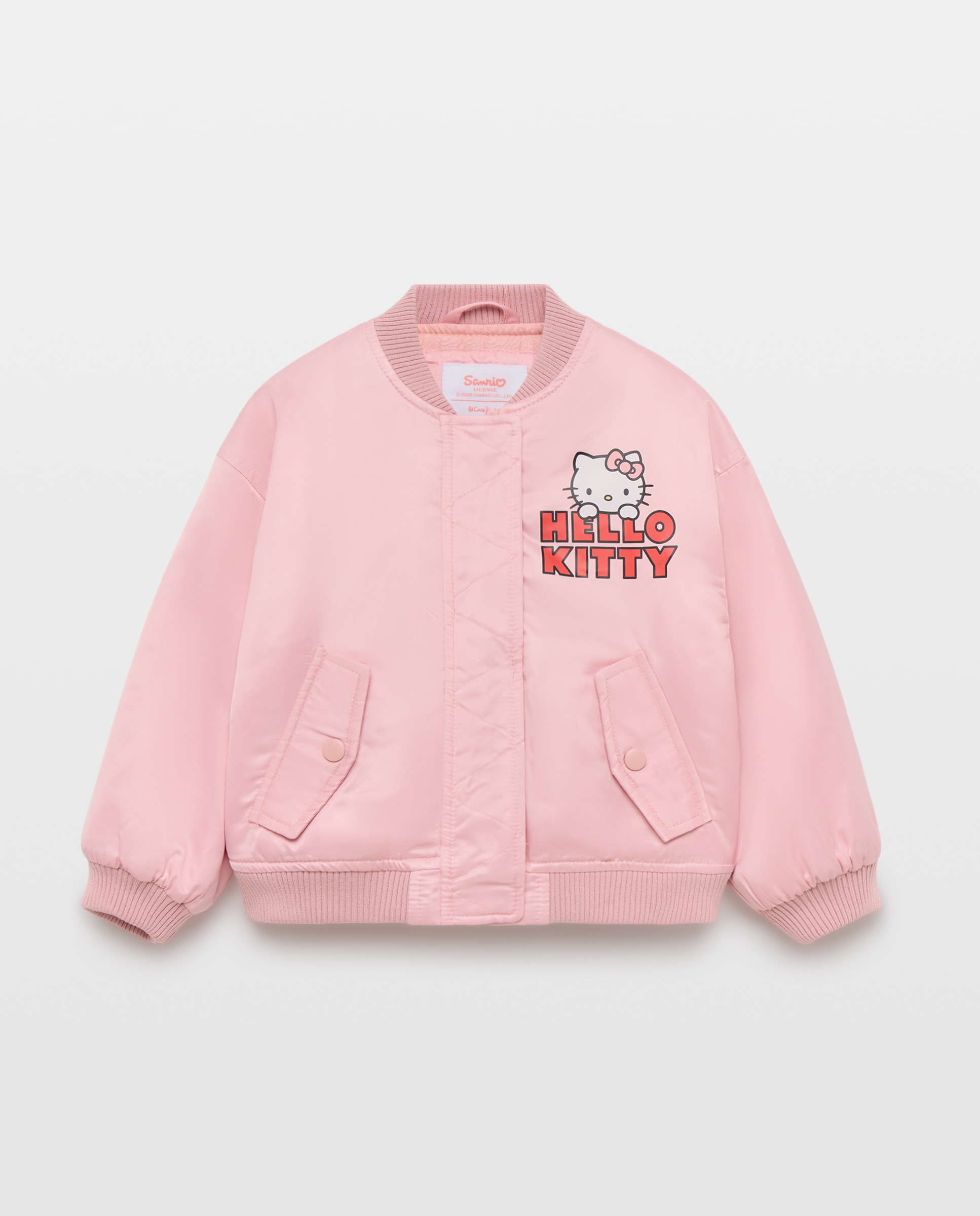 Imagem 0 de Blusão Acolchoado Tipo Bomber com Estampado Posicional Hello Kitty nas Costas