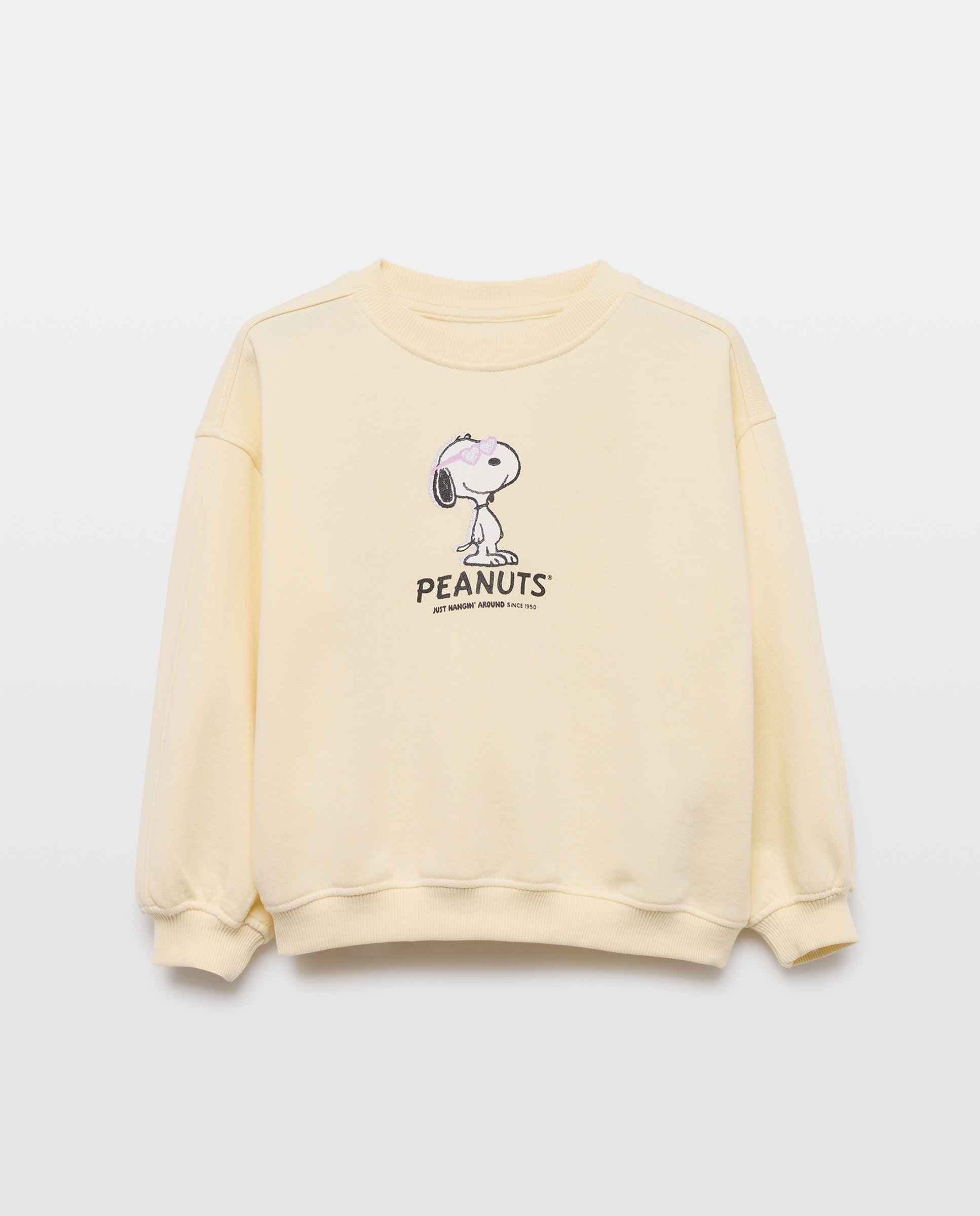 Sweatshirt de Decote Redondo com Estampado Posicional Snoopy com Óculos de Foil 150 Baunilha-4