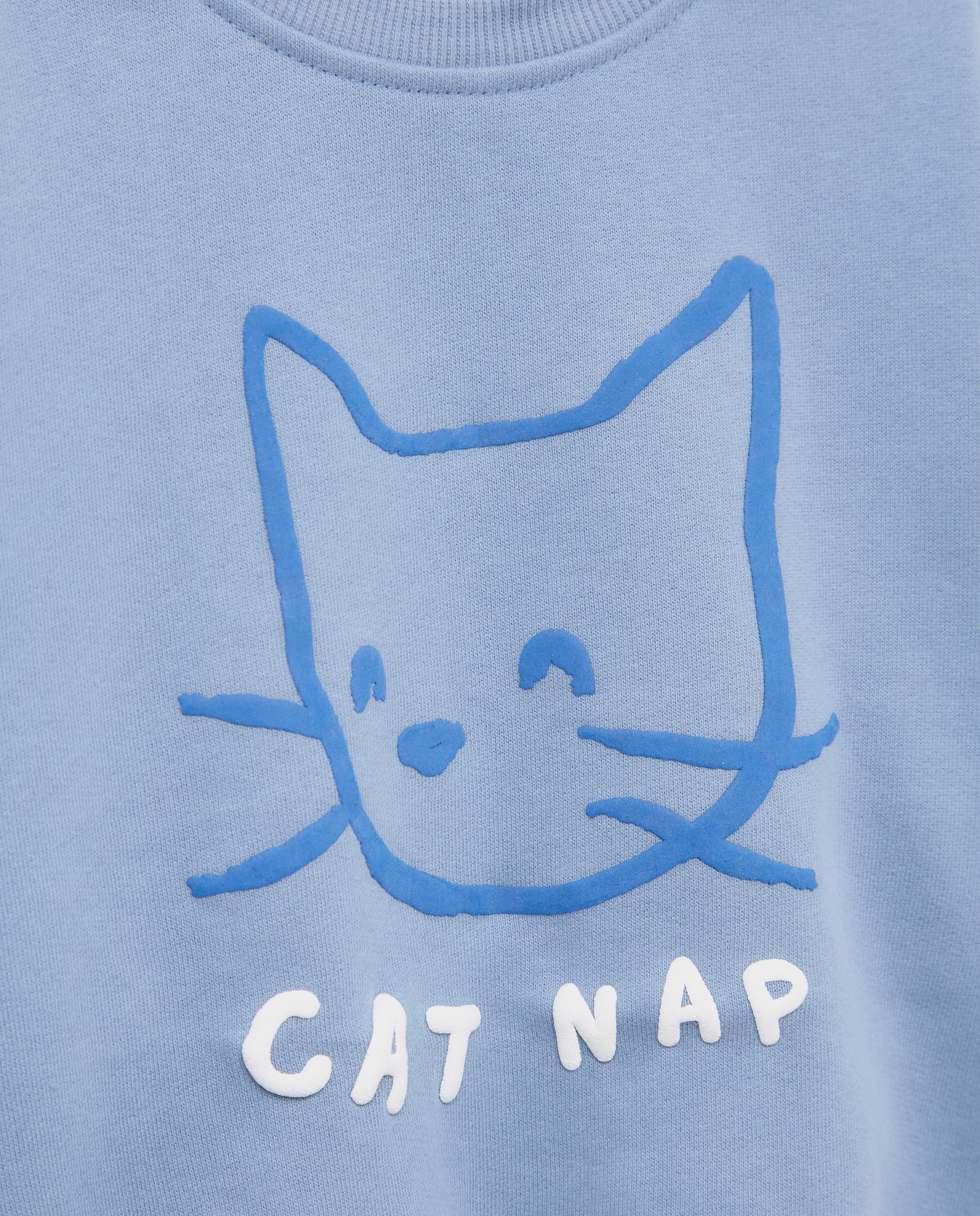Sudadera felpa cuello caja básica con posicional puff print "gato" de niña - Kids El Corte Inglés - Azul Azul-5