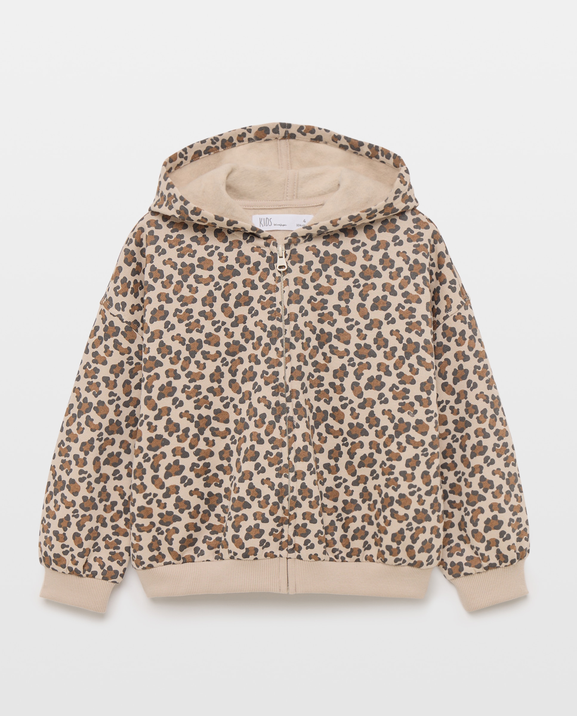 Sudadera abierta con capucha all over print print animal de niña - Kids El Corte Inglés - Camel Camel-1
