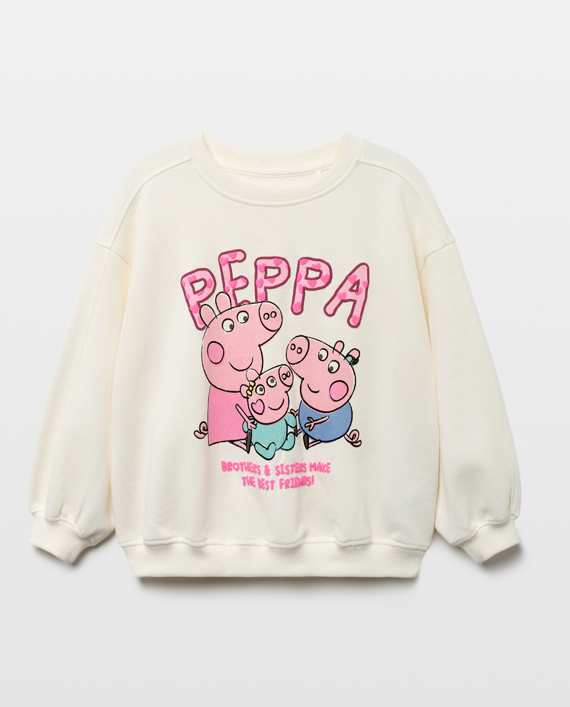 Sudadera print posicional PEPPA PIG con sus hermanos de niña - Kids El Corte Inglés - Blanco Blanco-4