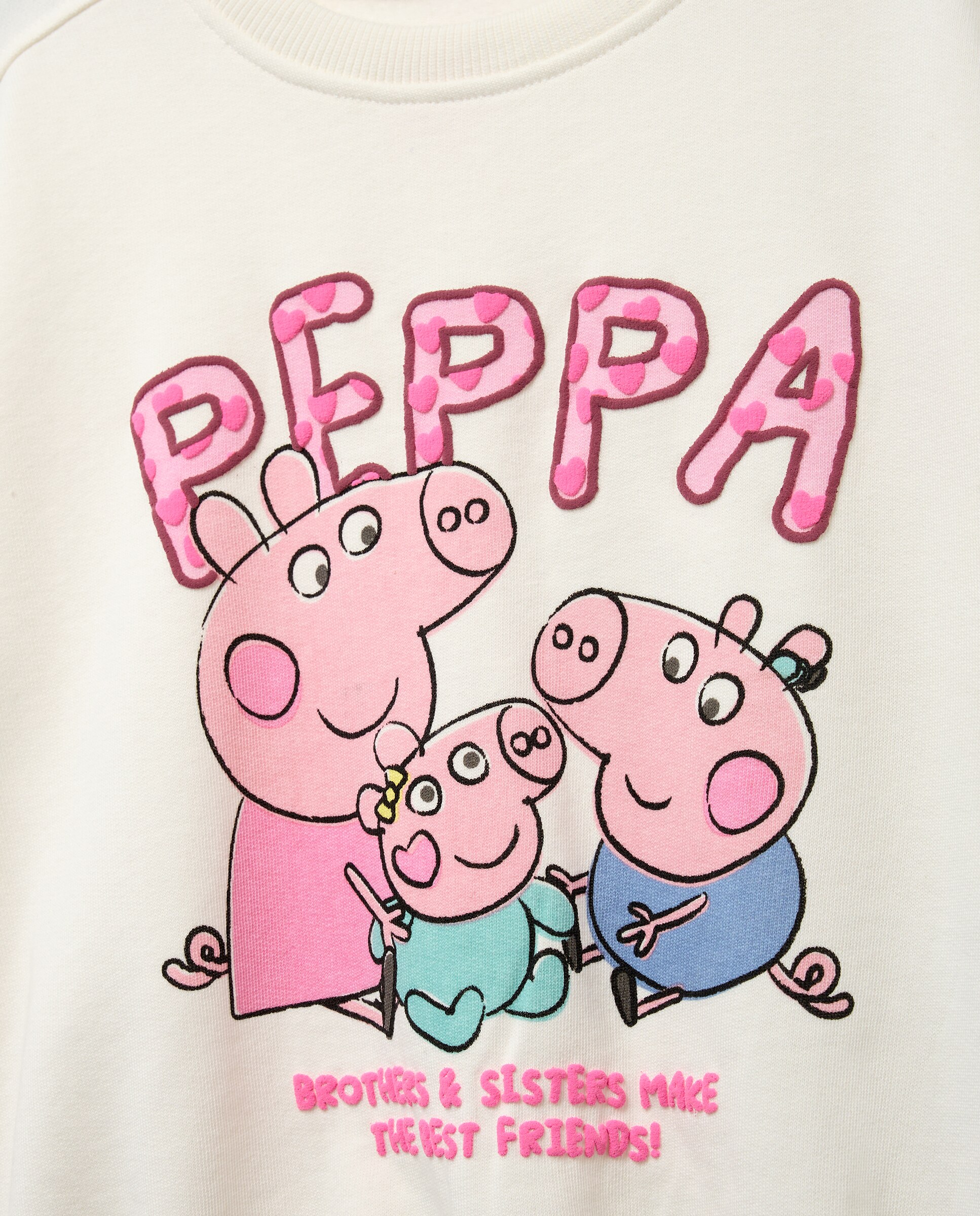 Sudadera print posicional PEPPA PIG con sus hermanos de niña - Kids El Corte Inglés - Blanco Blanco-5