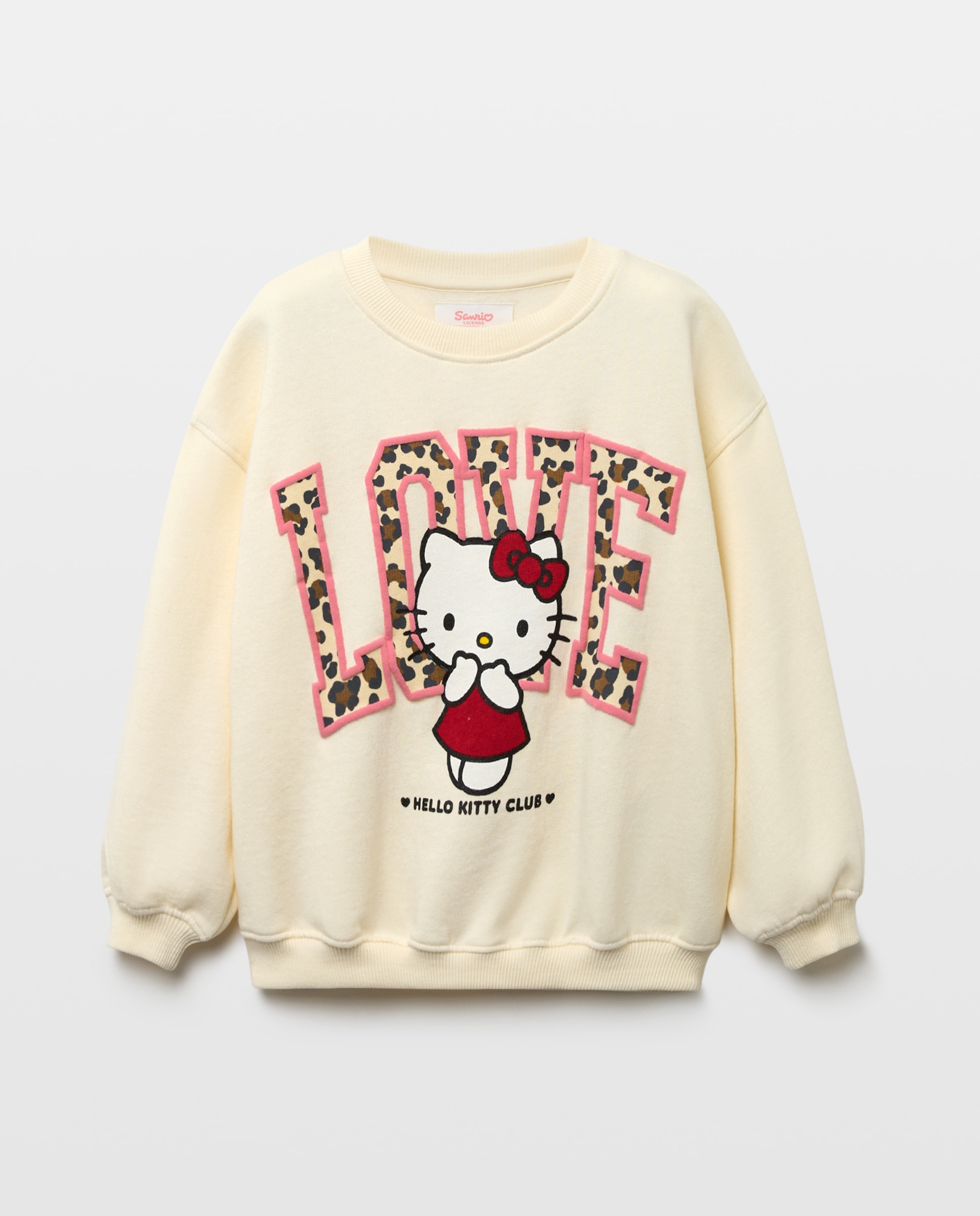 Sudadera cuello caja print posicional HELLO KITTY "love" en print animal de niña - Kids El Corte Inglés - Blanco Blanco-1