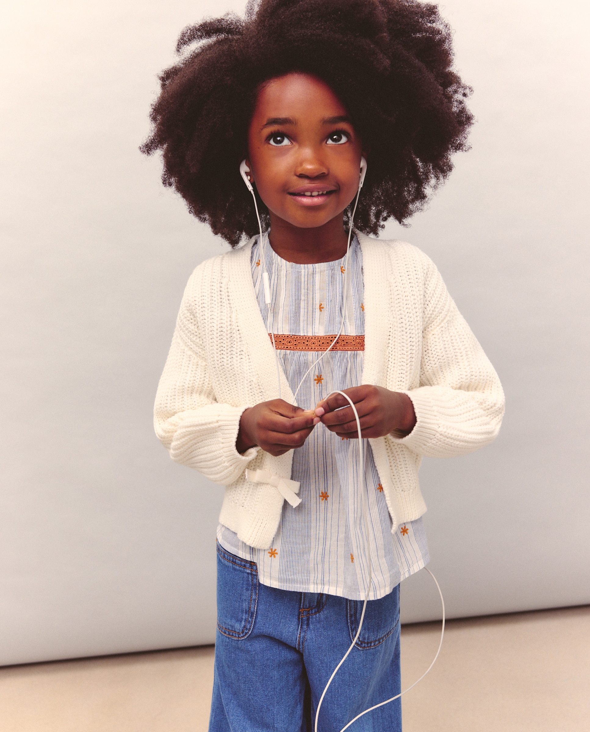 Chaqueta cuello pico atada con lazos de niña - Kids El Corte Inglés - 120 Crudo 120 Crudo-1