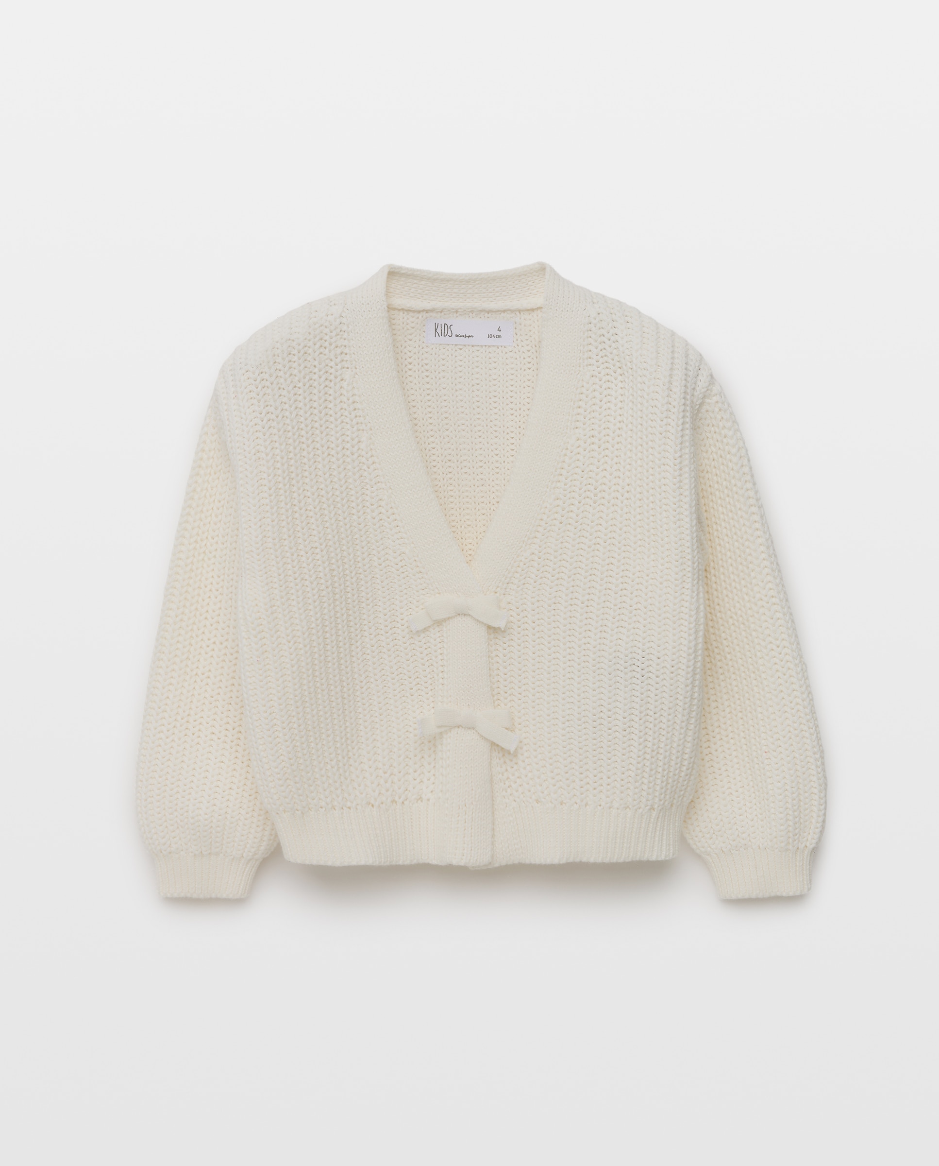 Chaqueta cuello pico atada con lazos de niña - Kids El Corte Inglés - 120 Crudo 120 Crudo-5